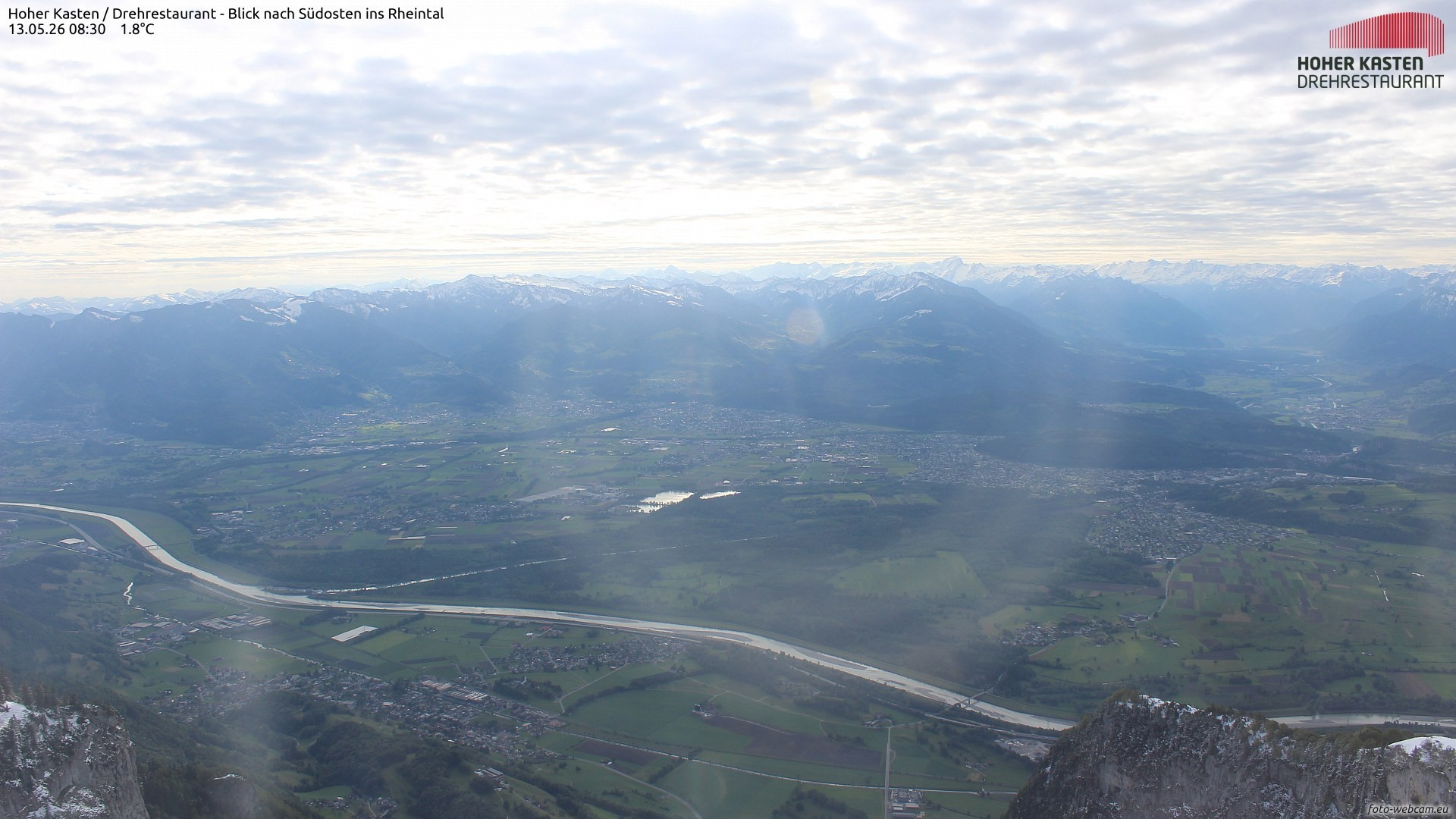 Archived image Webcam Hoher Kasten - View to the Rheintal