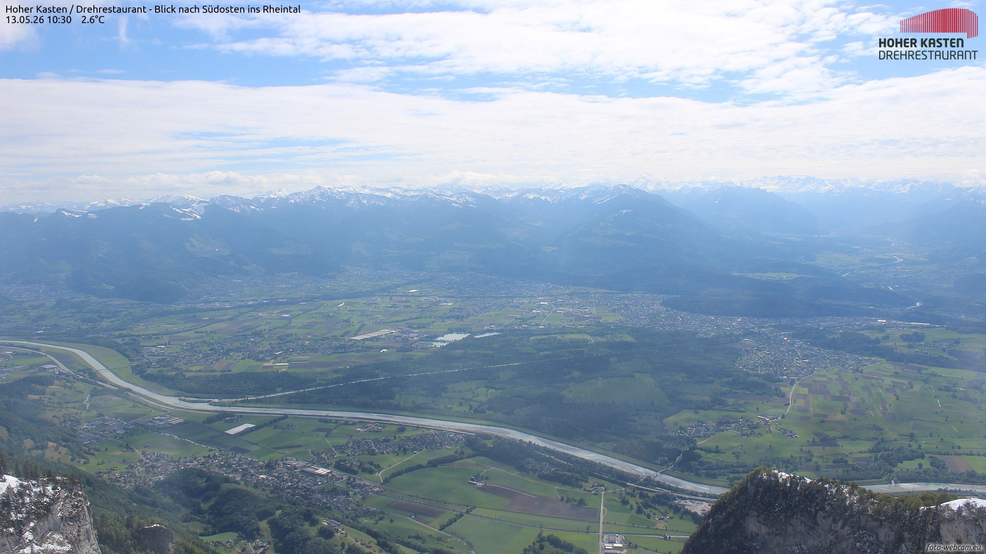 Archived image Webcam Hoher Kasten - View to the Rheintal