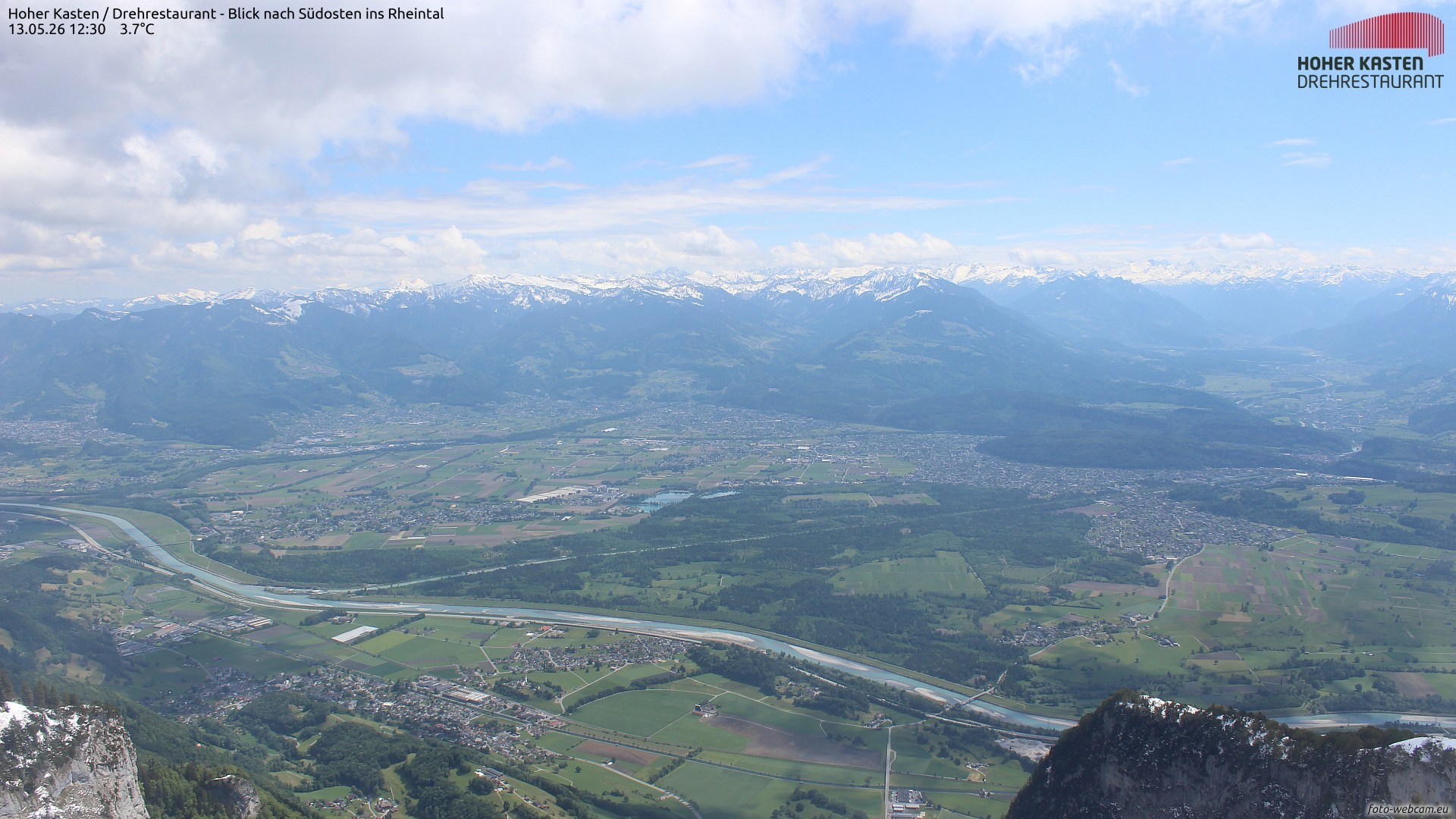 Archived image Webcam Hoher Kasten - View to the Rheintal