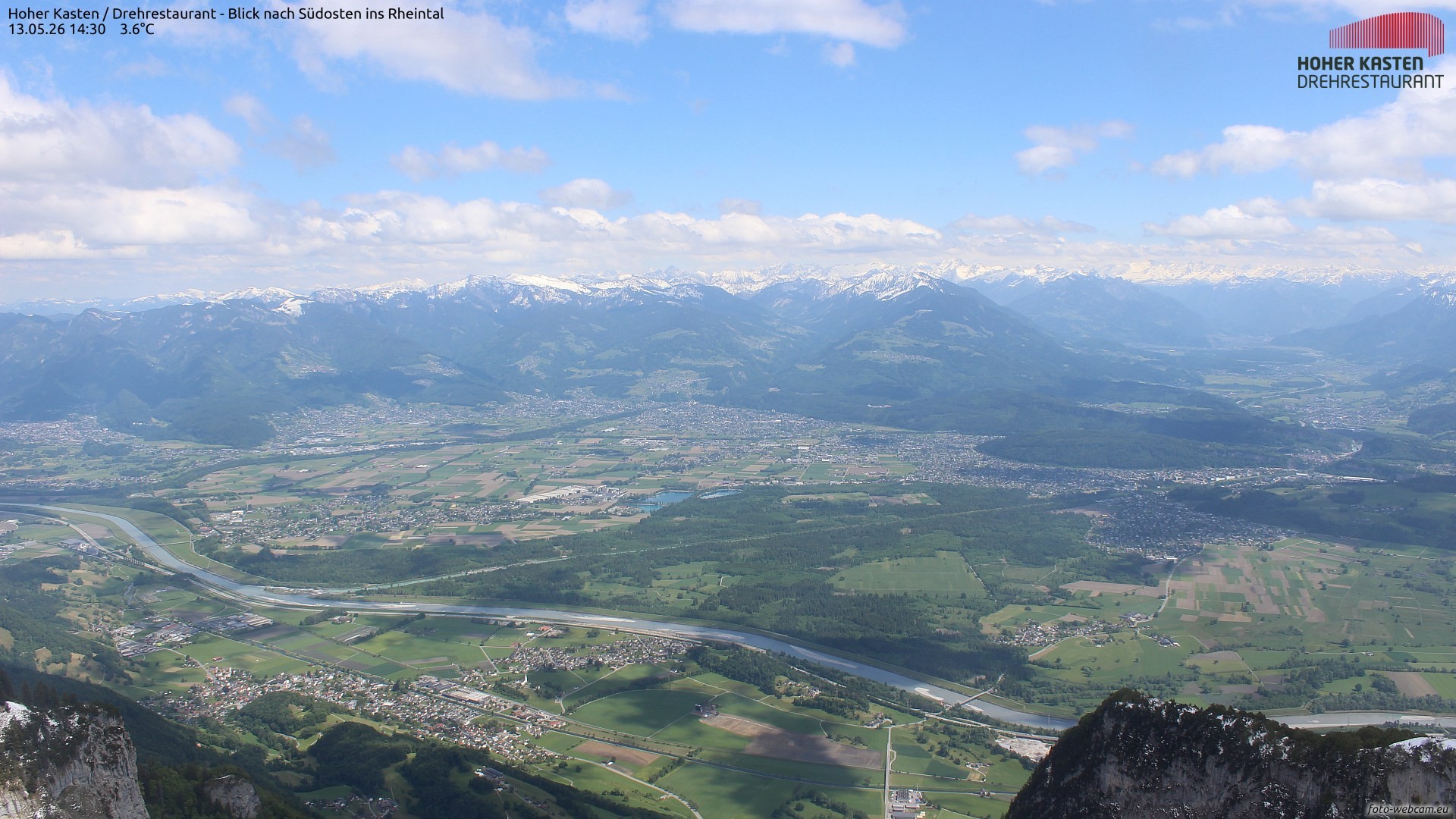 Archived image Webcam Hoher Kasten - View to the Rheintal