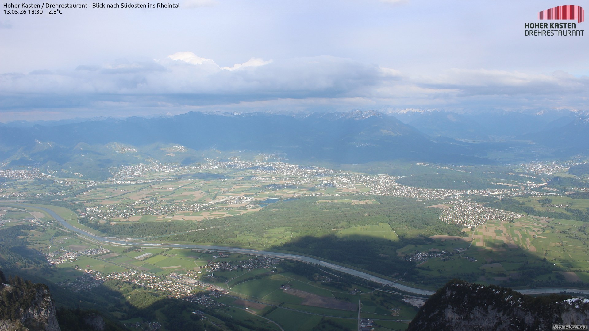 Archived image Webcam Hoher Kasten - View to the Rheintal