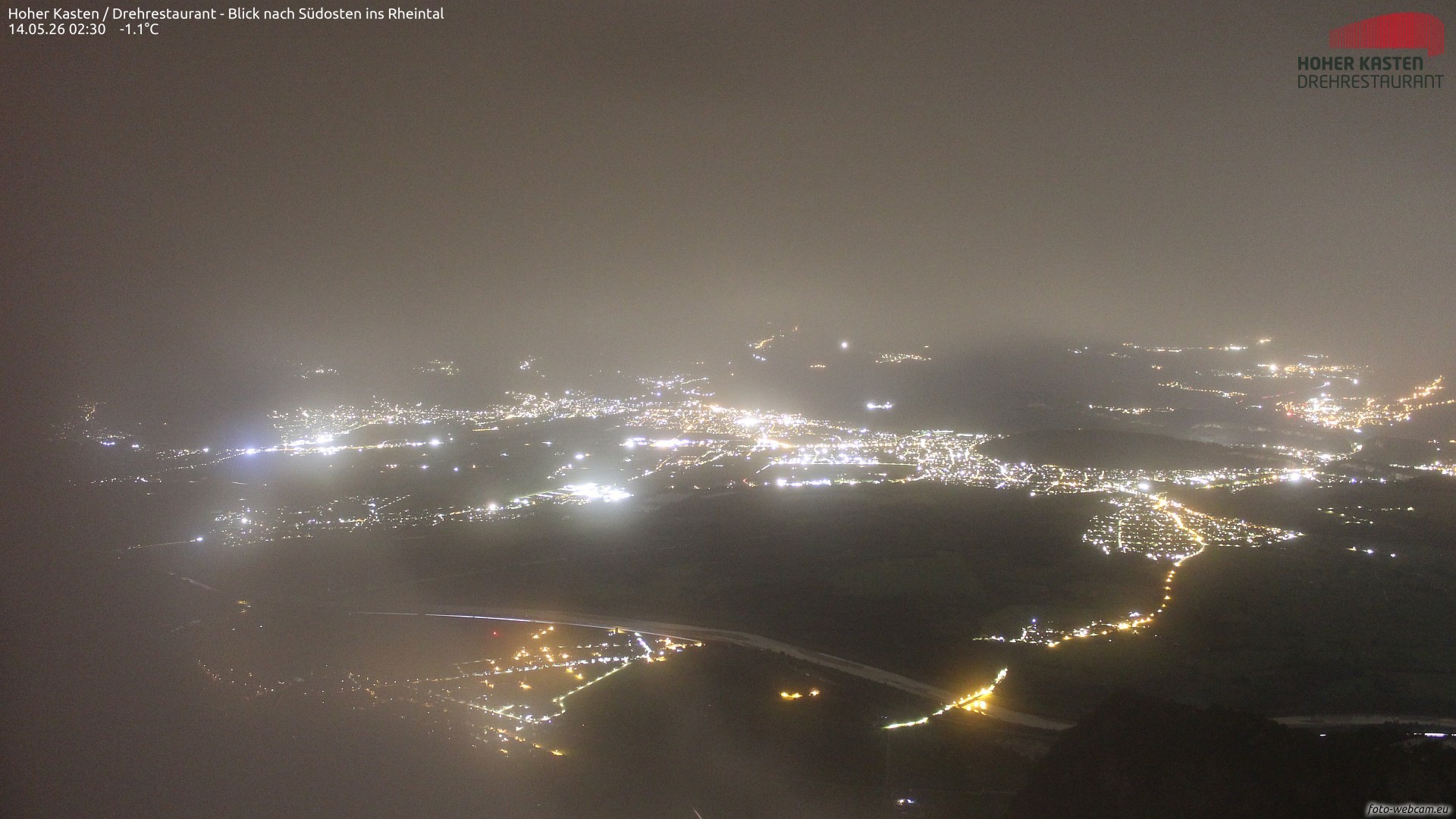 Archived image Webcam Hoher Kasten - View to the Rheintal
