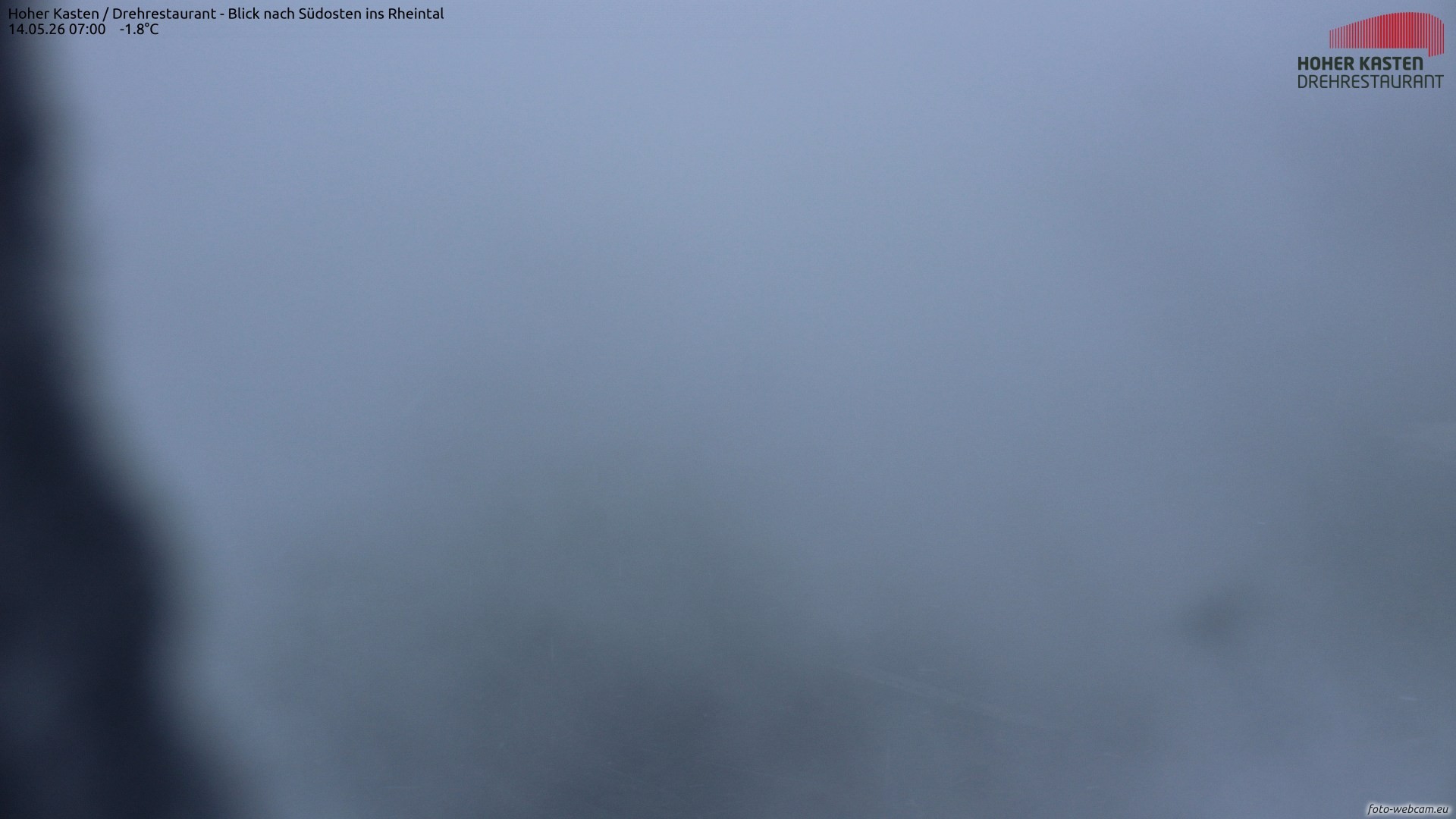 Archived image Webcam Hoher Kasten - View to the Rheintal