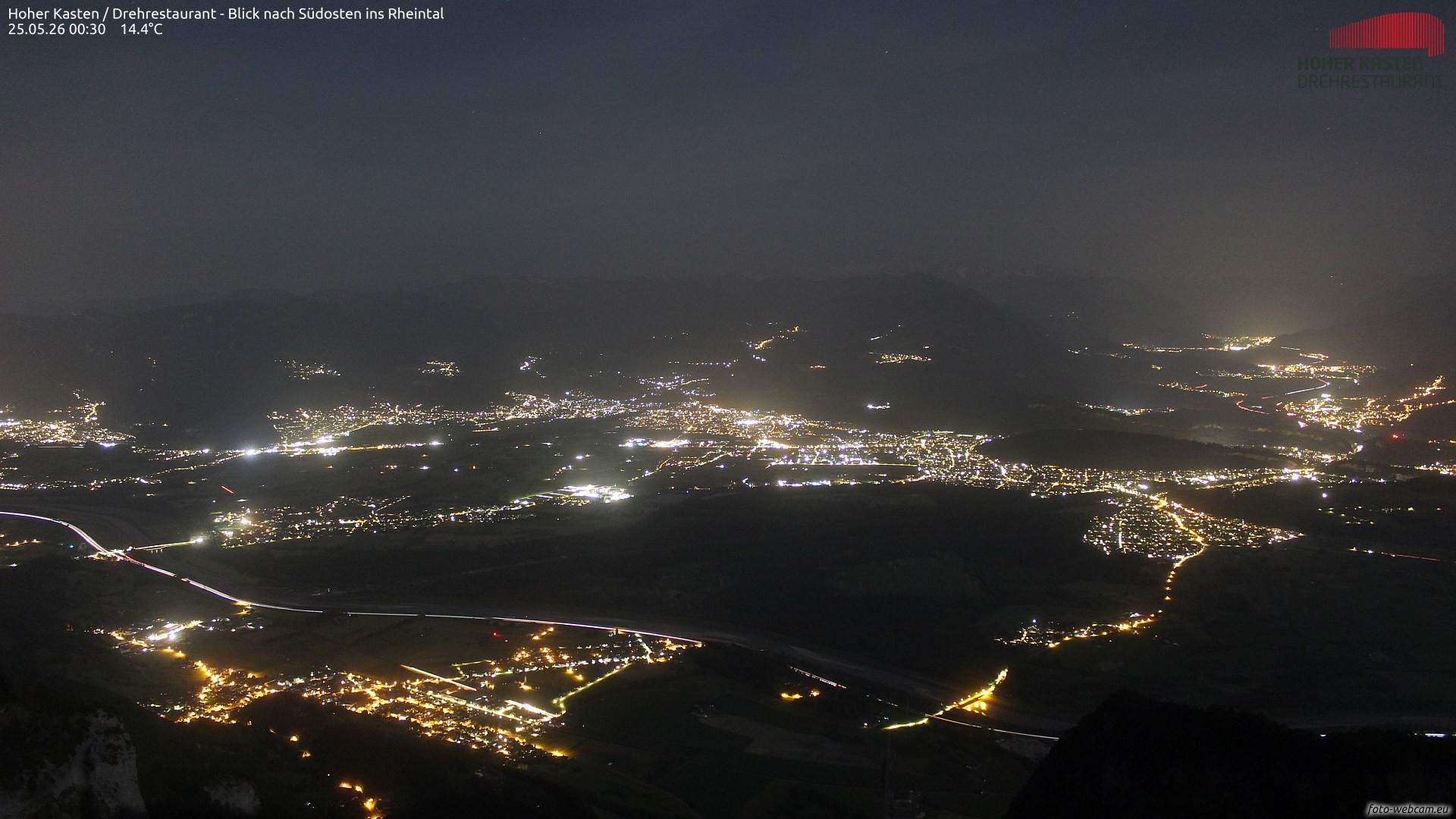 Archiv Foto Webcam Hoher Kasten - Blick ins Rheintal
