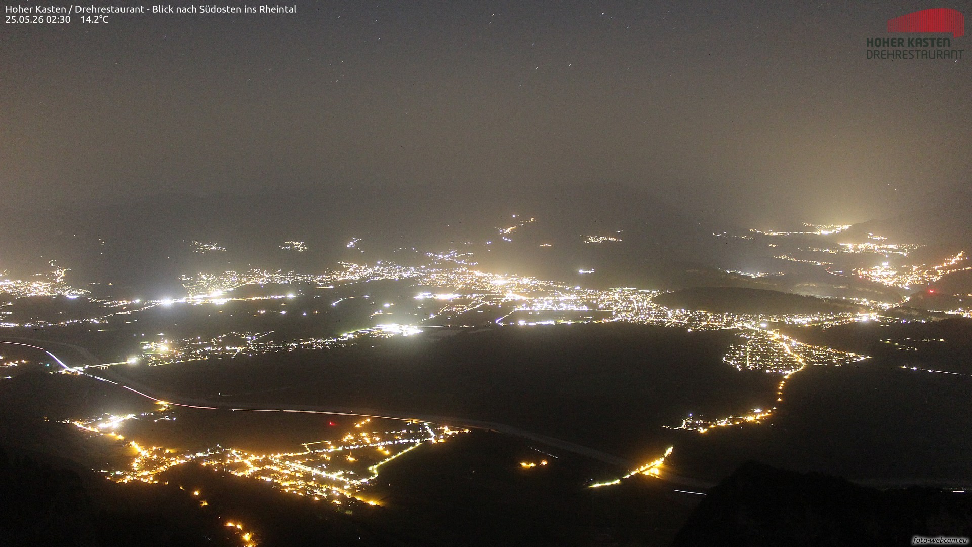 Archiv Foto Webcam Hoher Kasten - Blick ins Rheintal