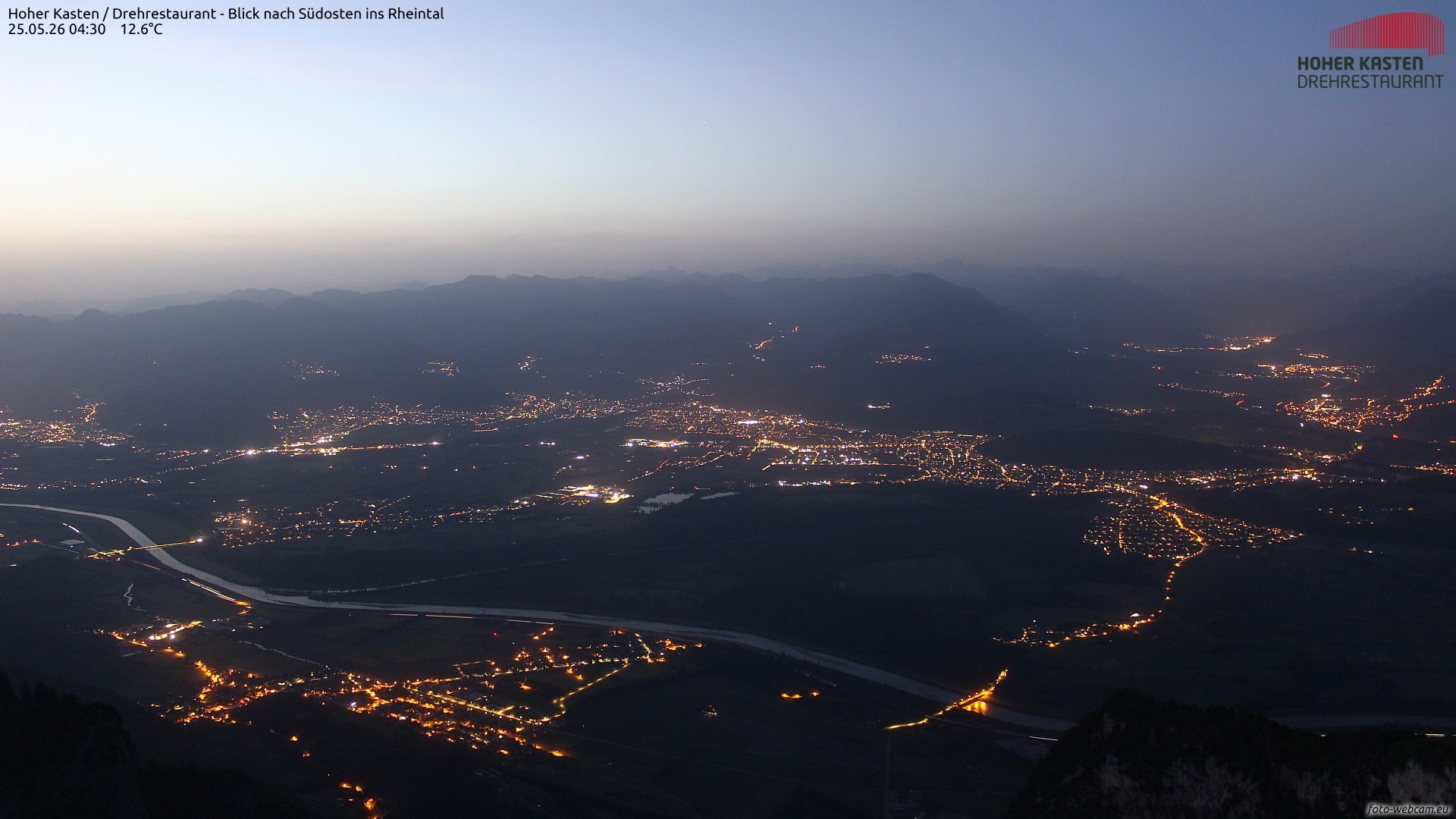 Archiv Foto Webcam Hoher Kasten - Blick ins Rheintal