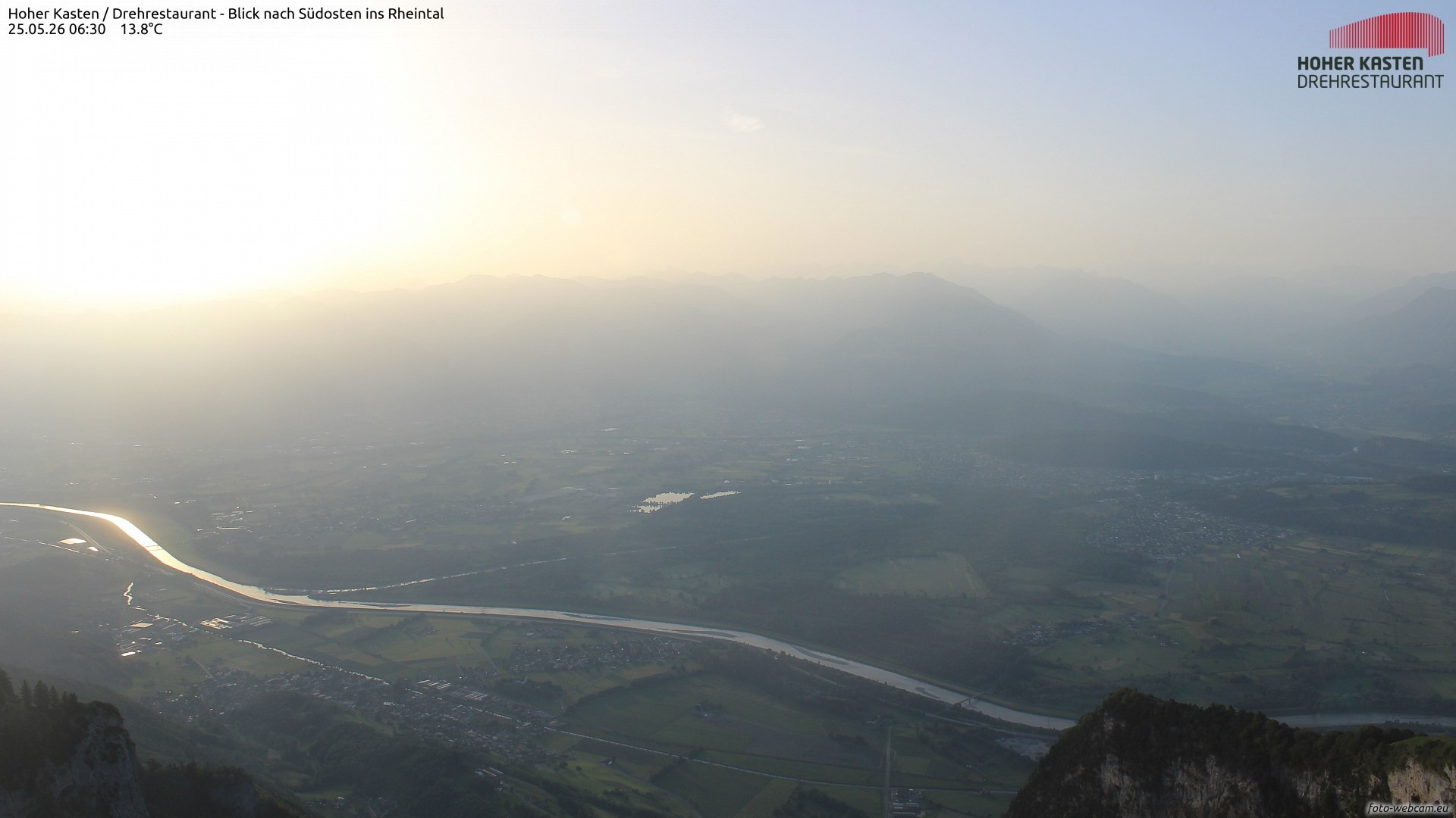 Archived image Webcam Hoher Kasten - View to the Rheintal