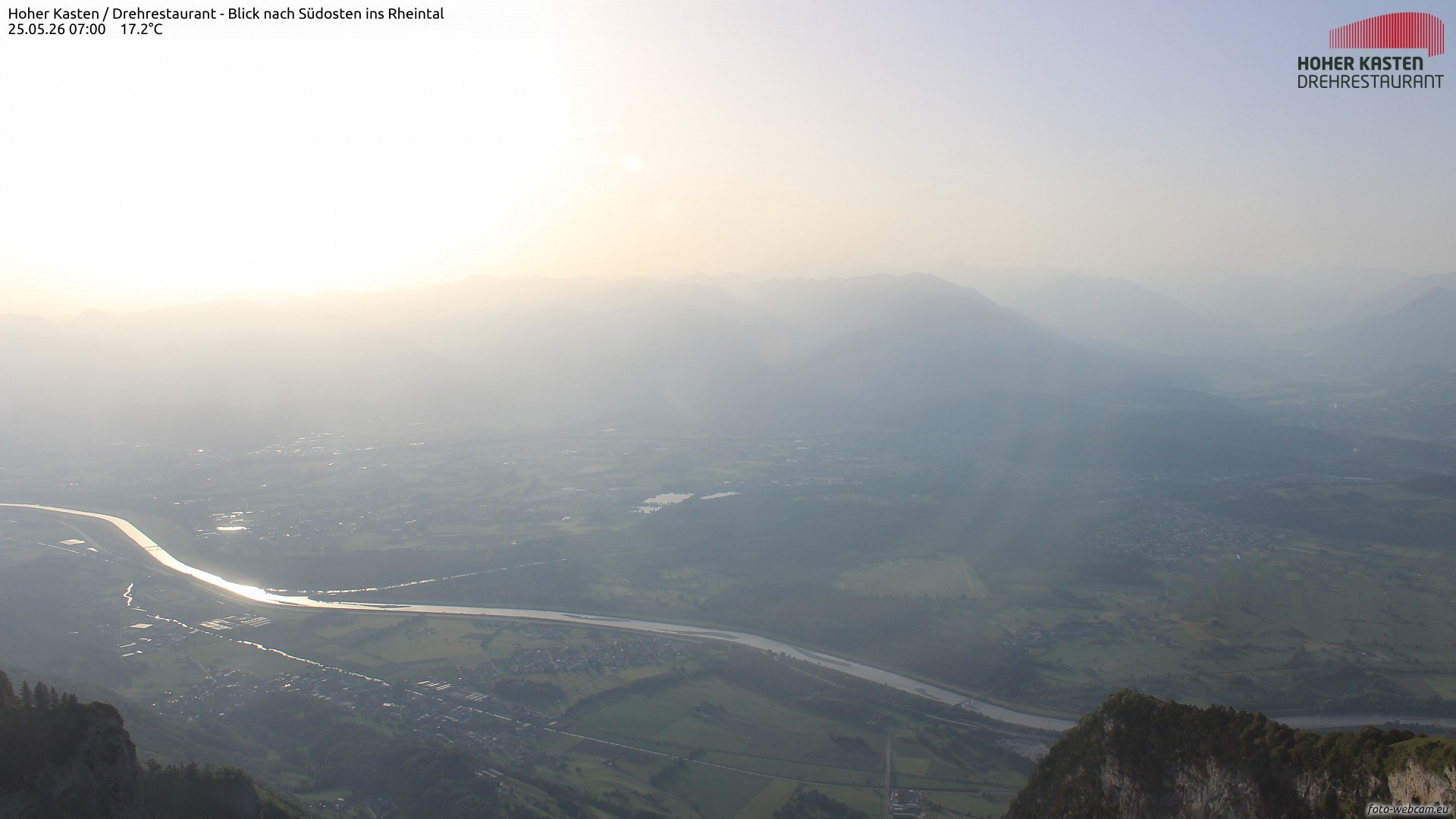 Archived image Webcam Hoher Kasten - View to the Rheintal