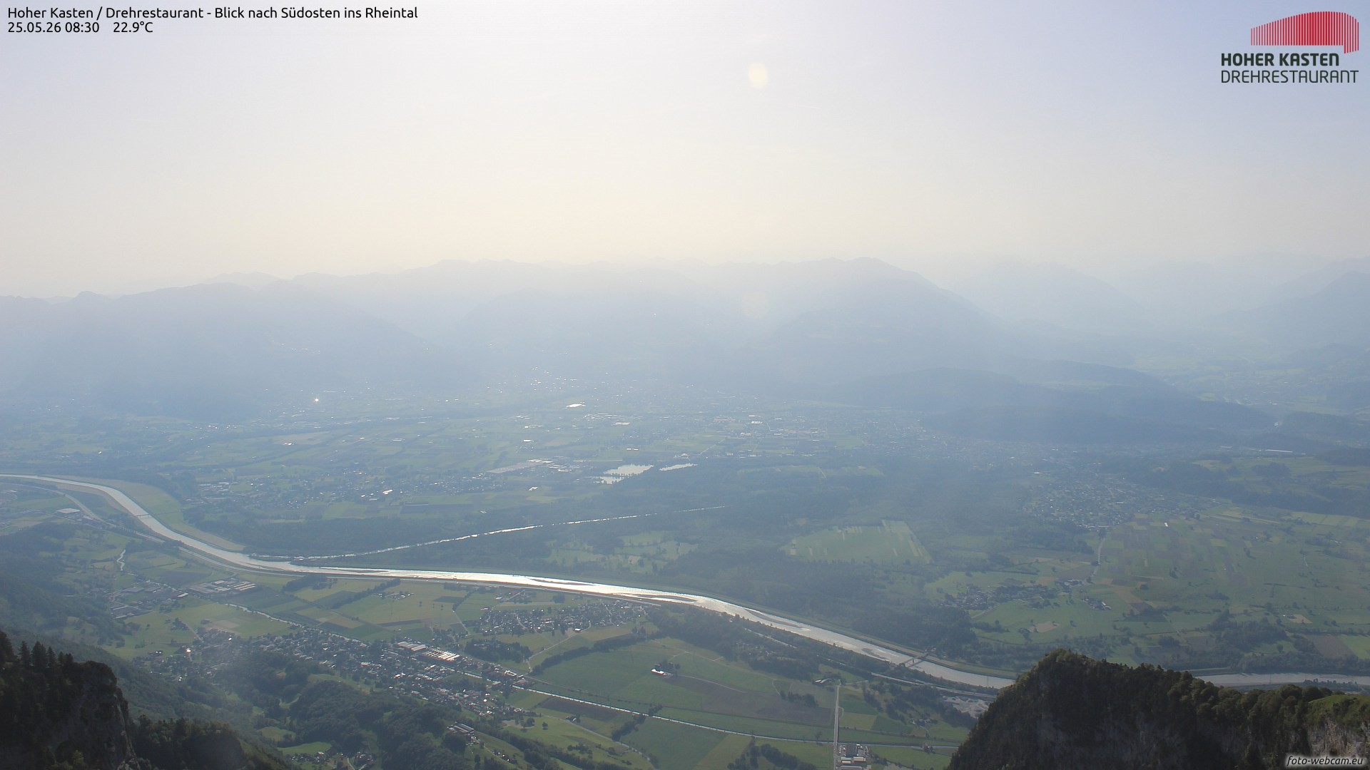 Archived image Webcam Hoher Kasten - View to the Rheintal
