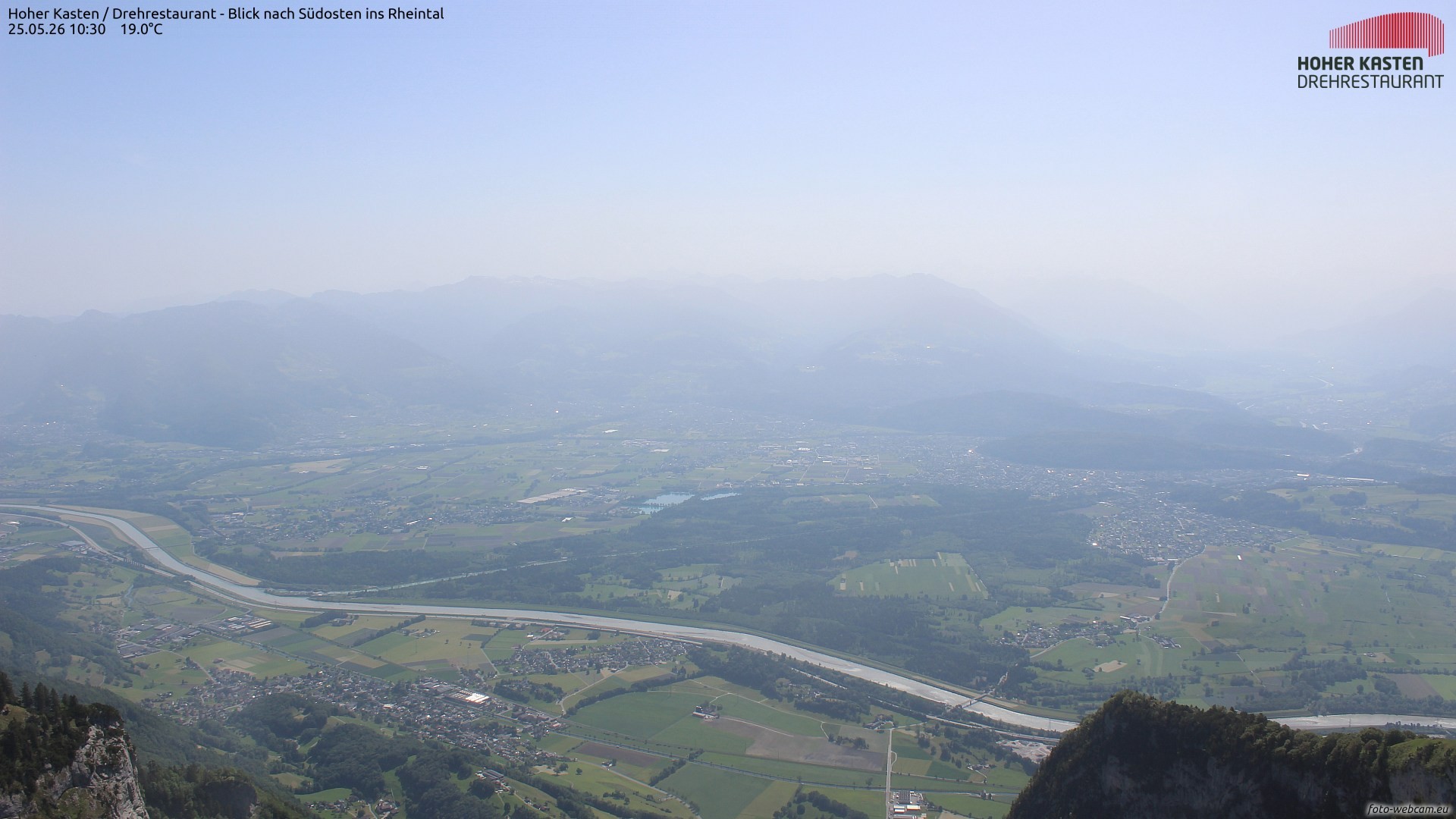 Archived image Webcam Hoher Kasten - View to the Rheintal