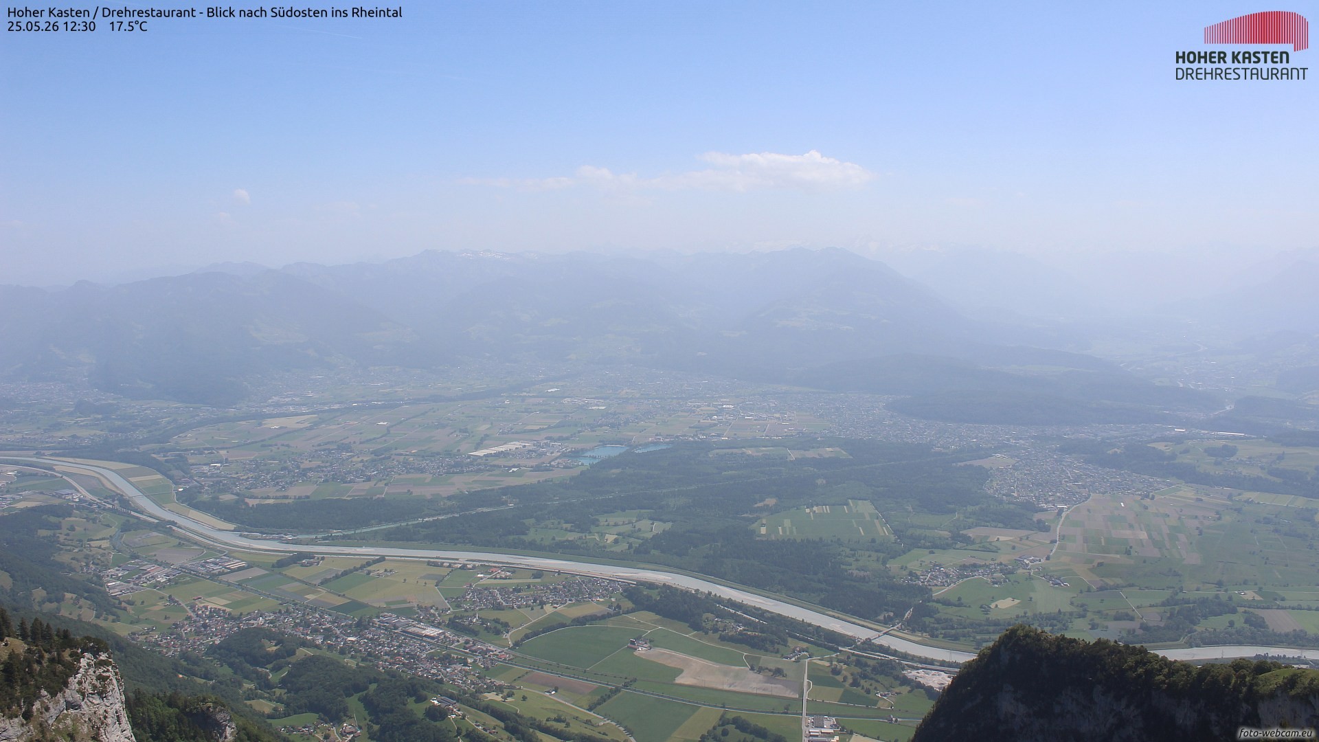 Archived image Webcam Hoher Kasten - View to the Rheintal