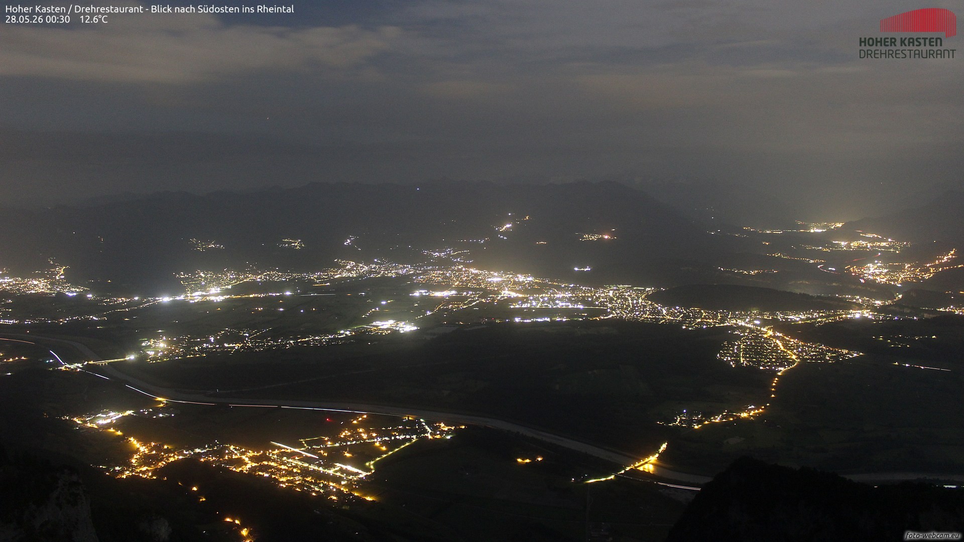 Archiv Foto Webcam Hoher Kasten - Blick ins Rheintal