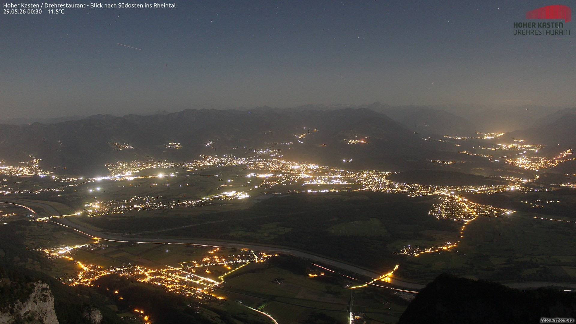 Archiv Foto Webcam Hoher Kasten - Blick ins Rheintal