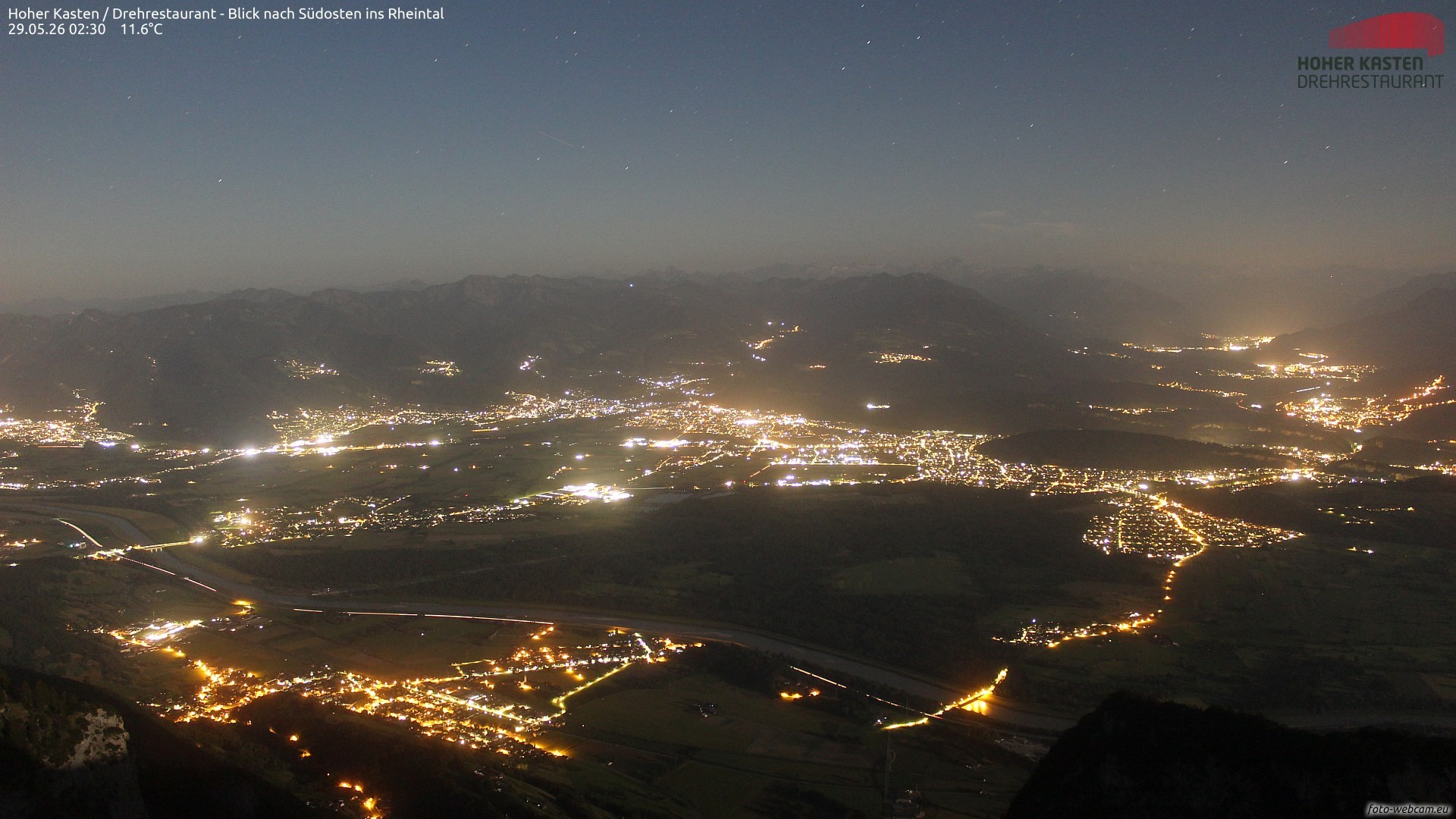 Archiv Foto Webcam Hoher Kasten - Blick ins Rheintal