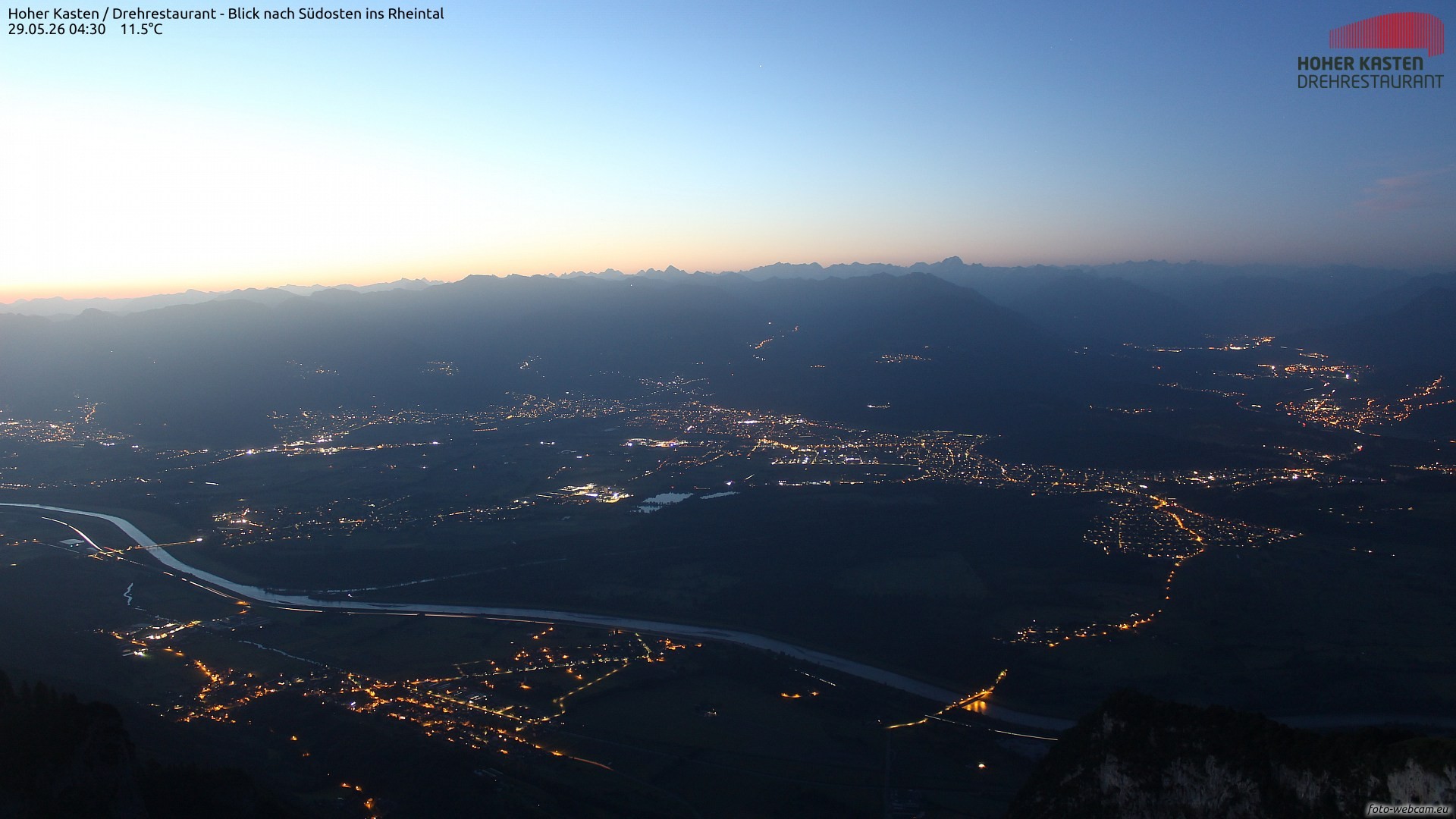Archiv Foto Webcam Hoher Kasten - Blick ins Rheintal