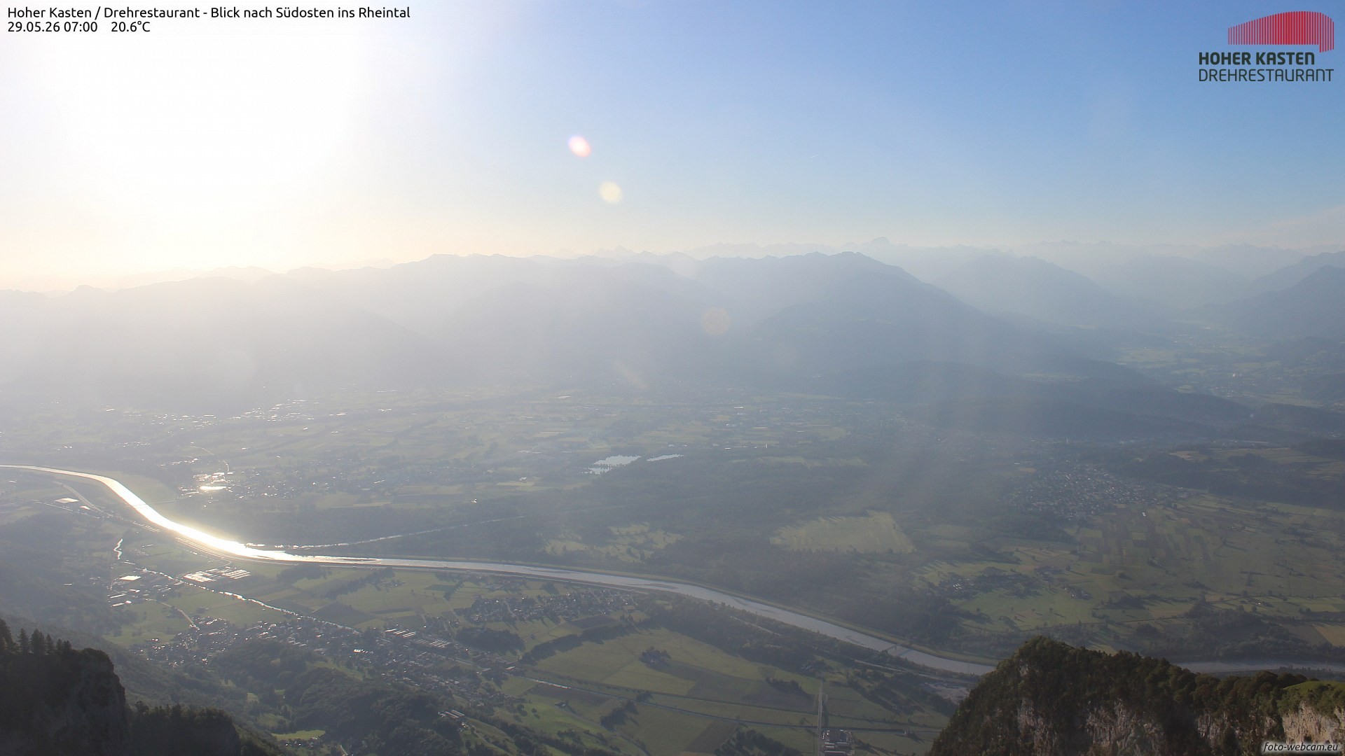 Archiv Foto Webcam Hoher Kasten - Blick ins Rheintal