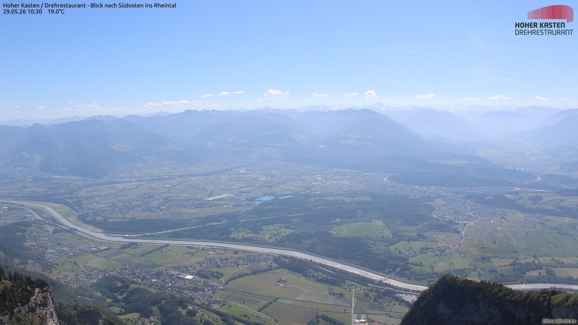 Archiv Foto Webcam Hoher Kasten - Blick ins Rheintal