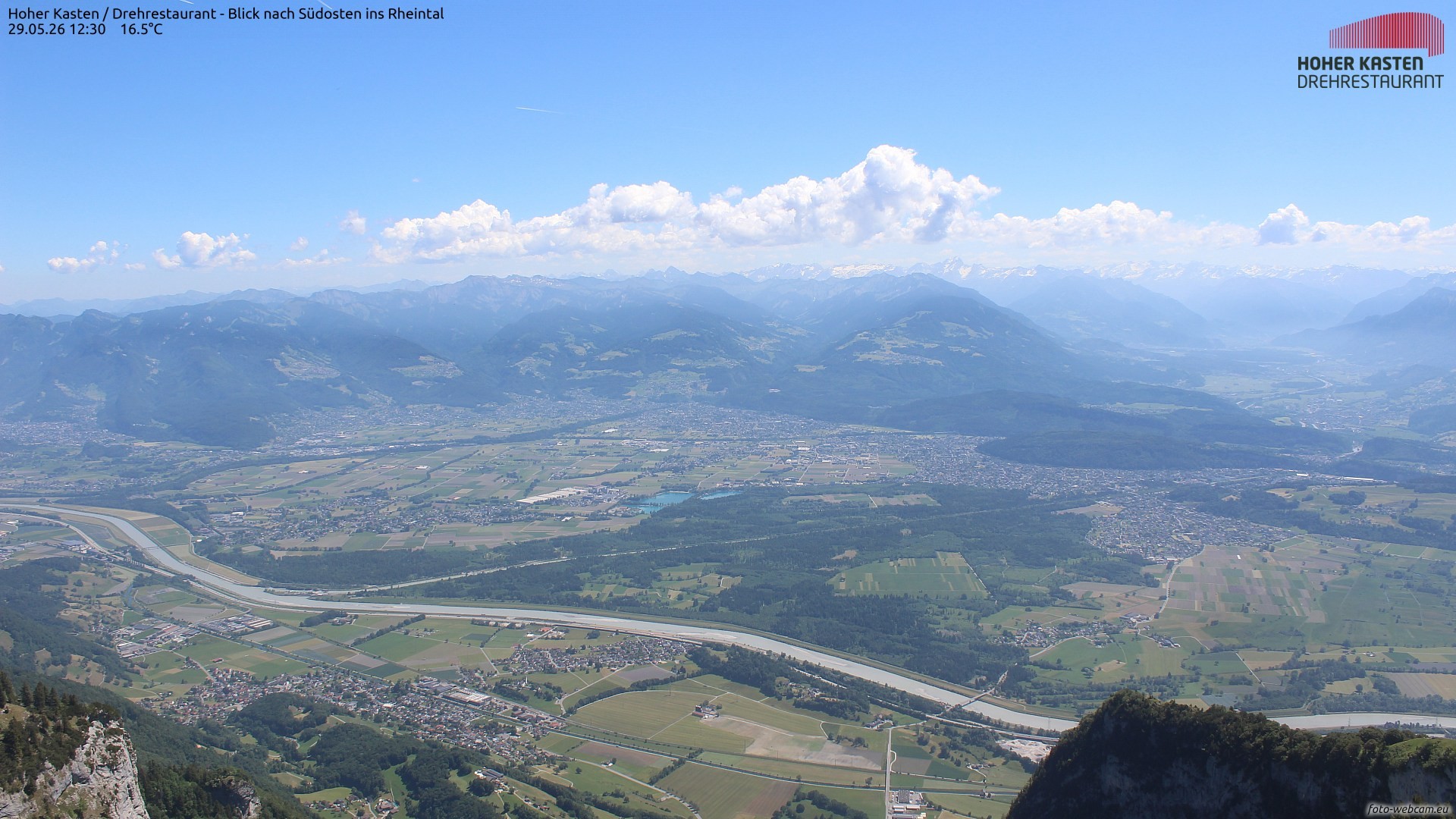Archiv Foto Webcam Hoher Kasten - Blick ins Rheintal