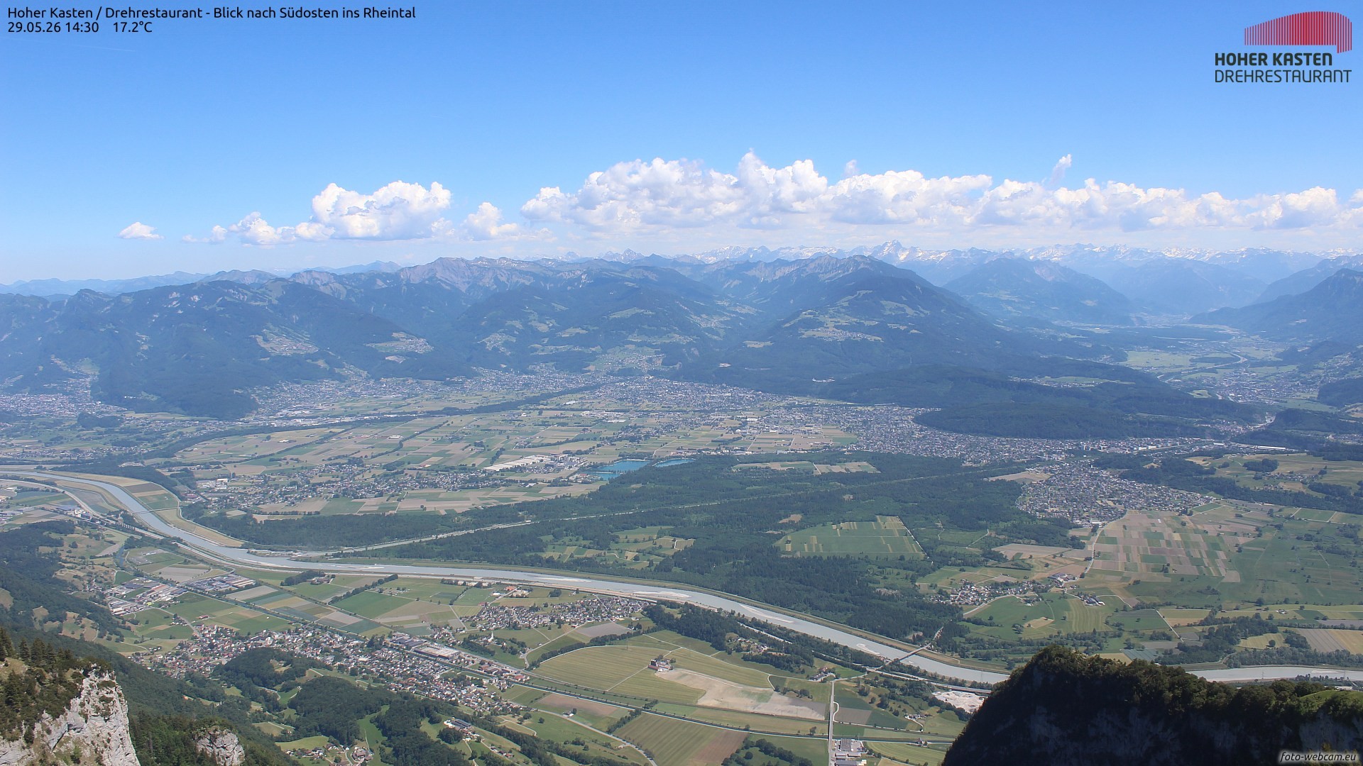 Archiv Foto Webcam Hoher Kasten - Blick ins Rheintal
