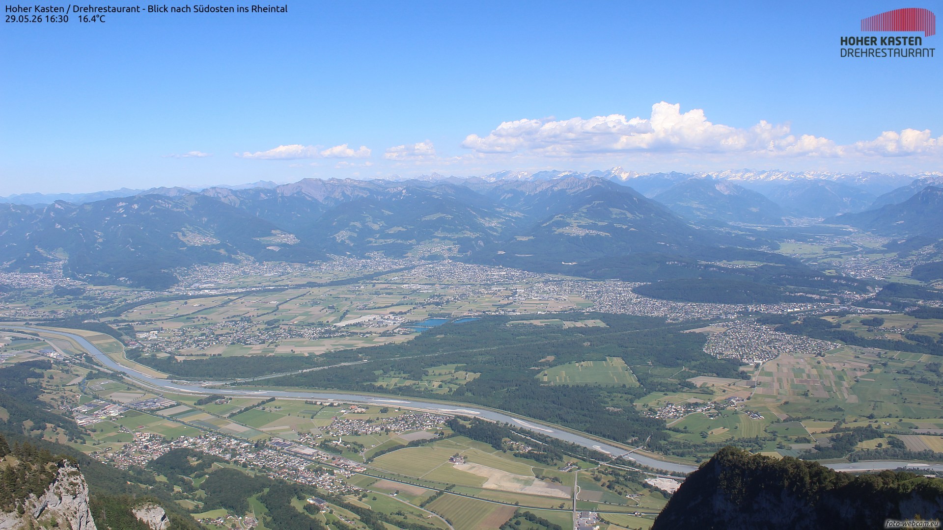 Archiv Foto Webcam Hoher Kasten - Blick ins Rheintal