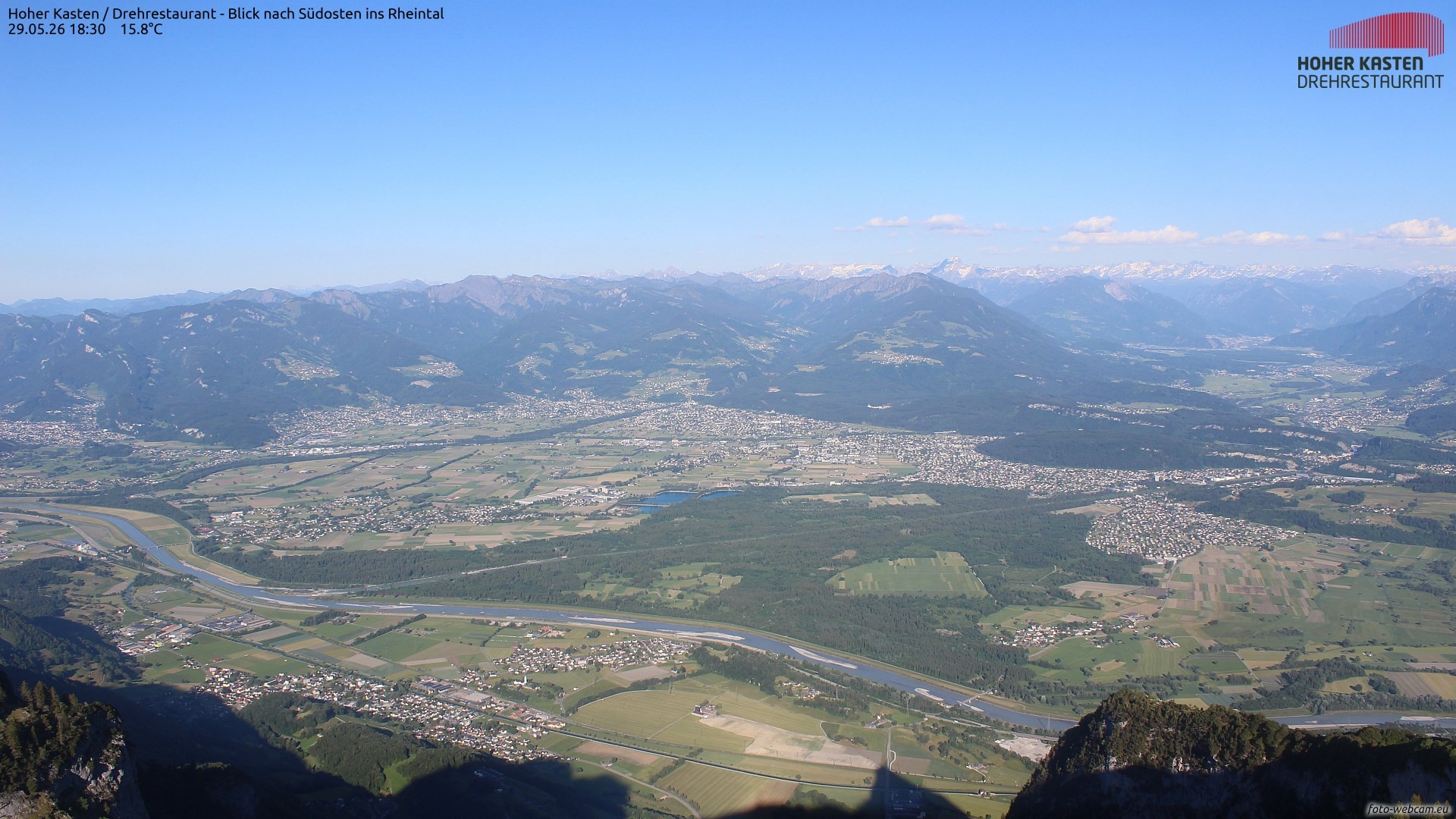 Archiv Foto Webcam Hoher Kasten - Blick ins Rheintal