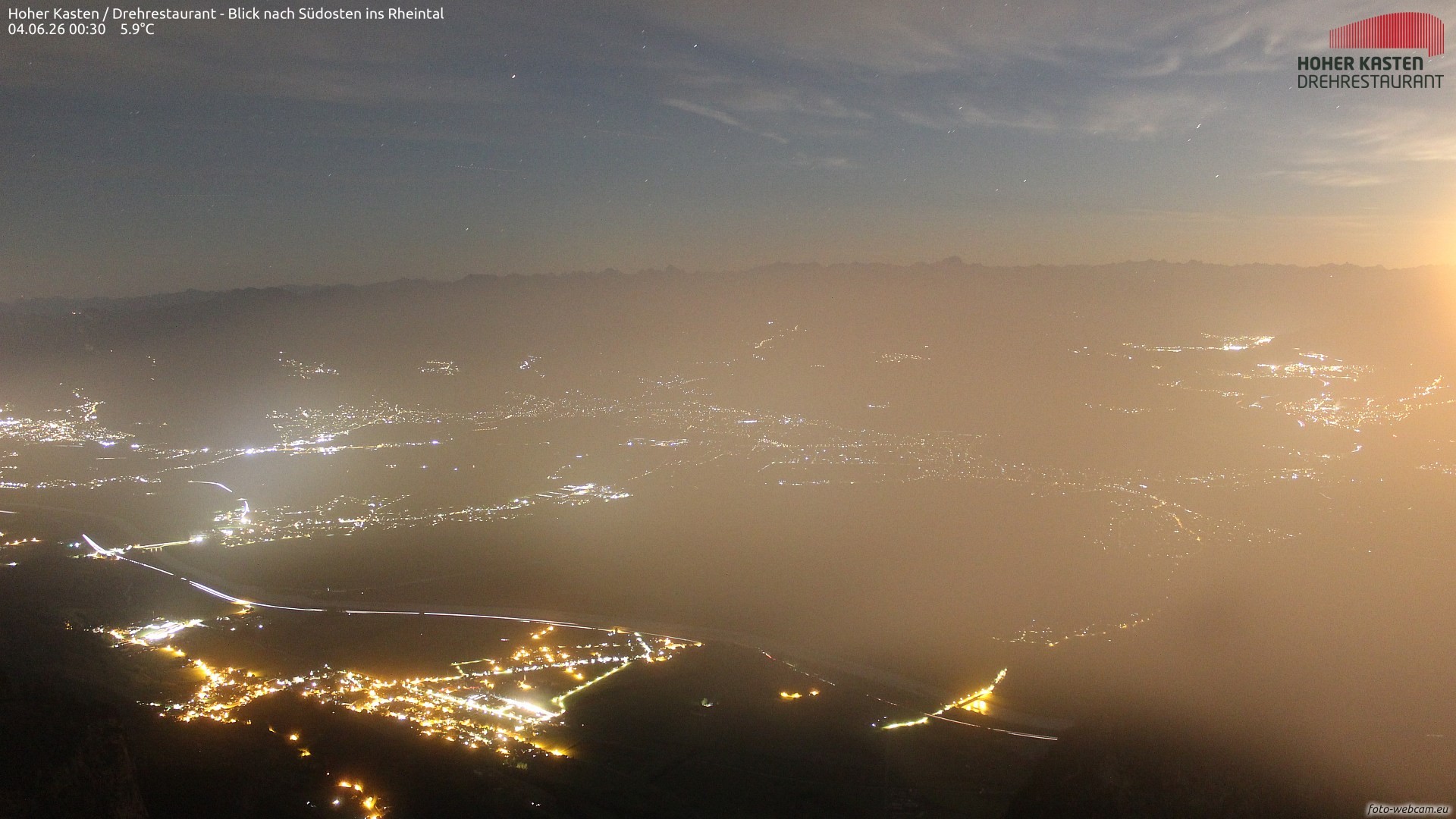 Archiv Foto Webcam Hoher Kasten - Blick ins Rheintal