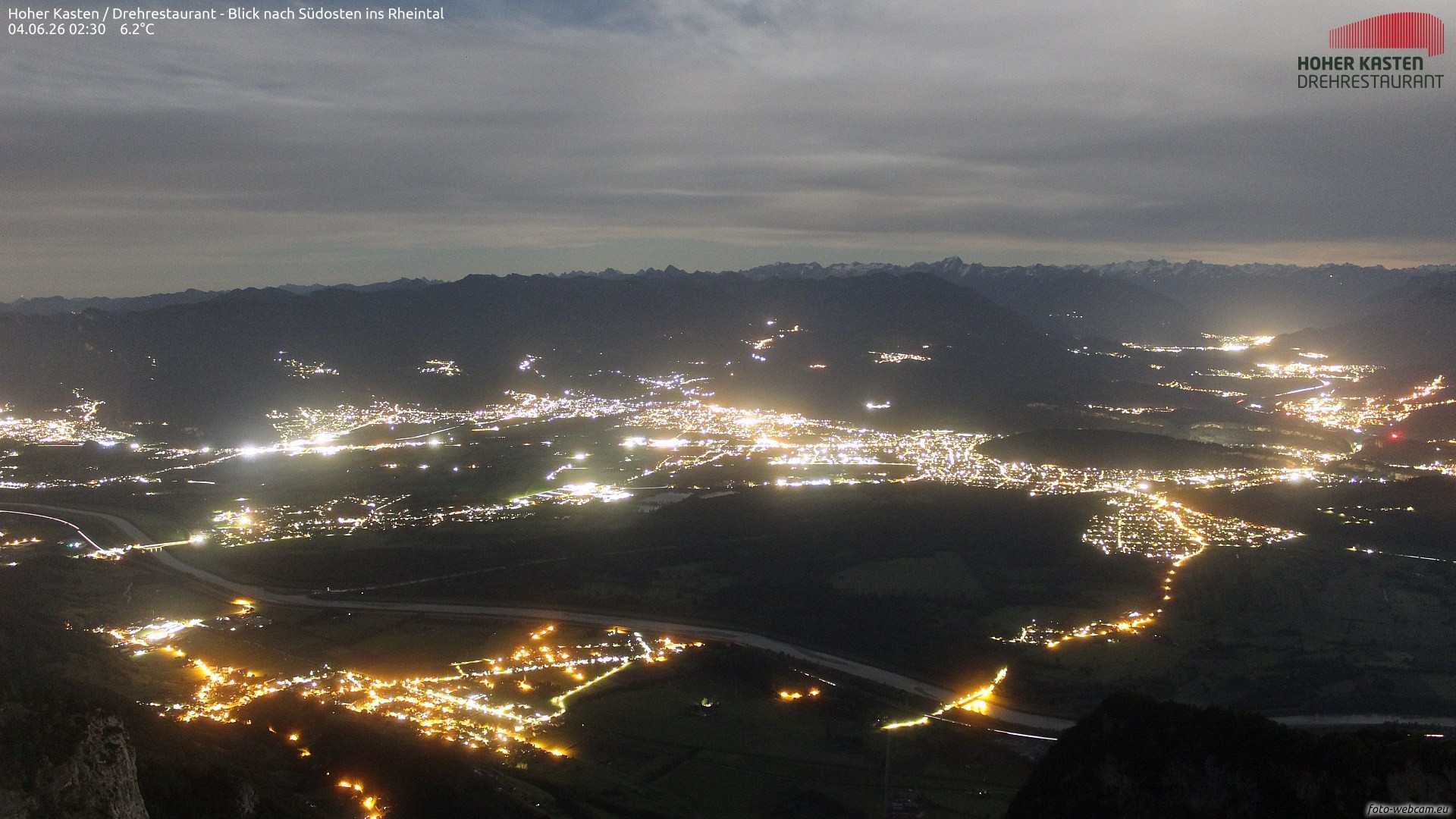 Archiv Foto Webcam Hoher Kasten - Blick ins Rheintal