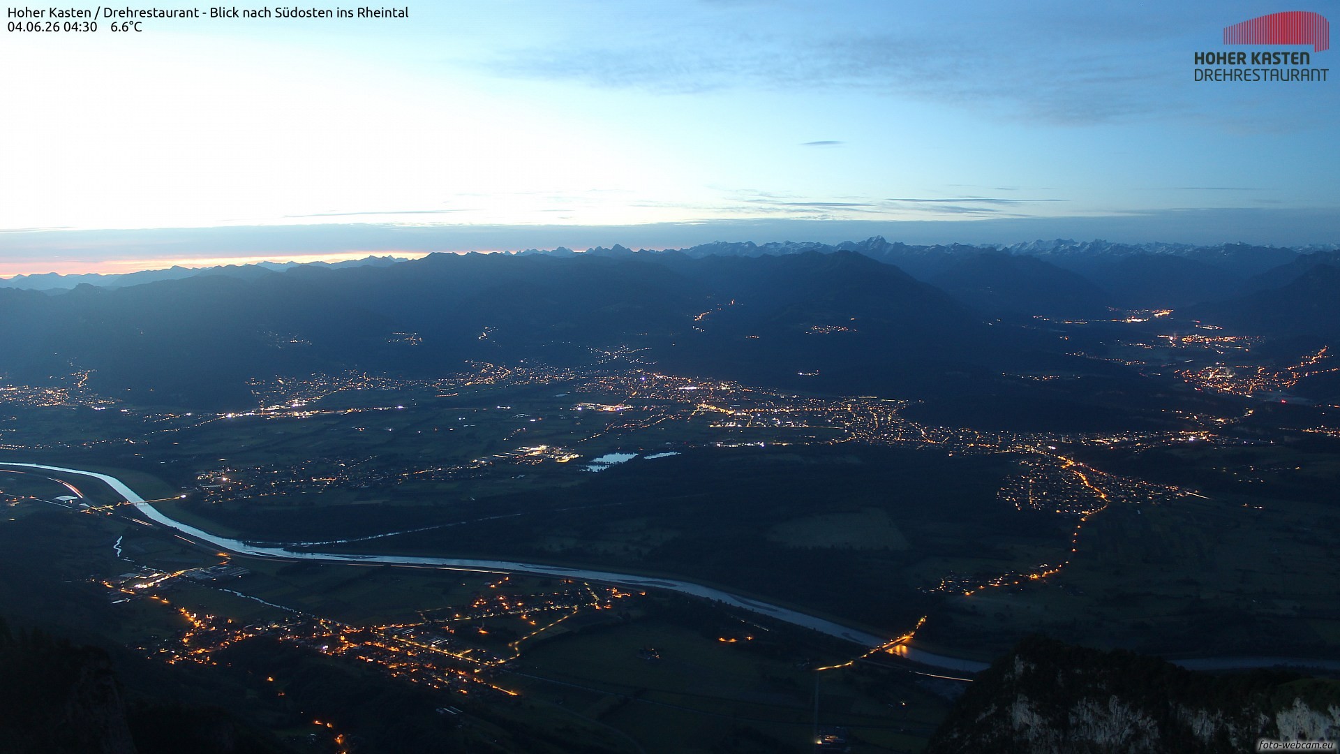 Archiv Foto Webcam Hoher Kasten - Blick ins Rheintal