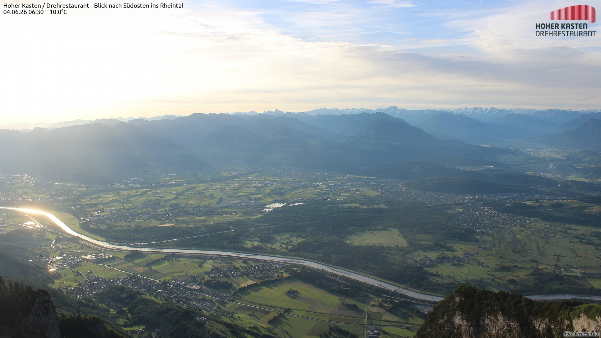 Archiv Foto Webcam Hoher Kasten - Blick ins Rheintal
