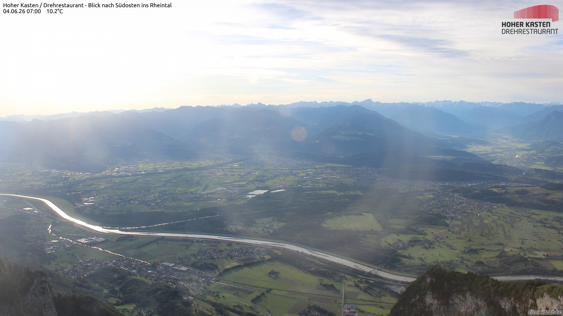 Archiv Foto Webcam Hoher Kasten - Blick ins Rheintal