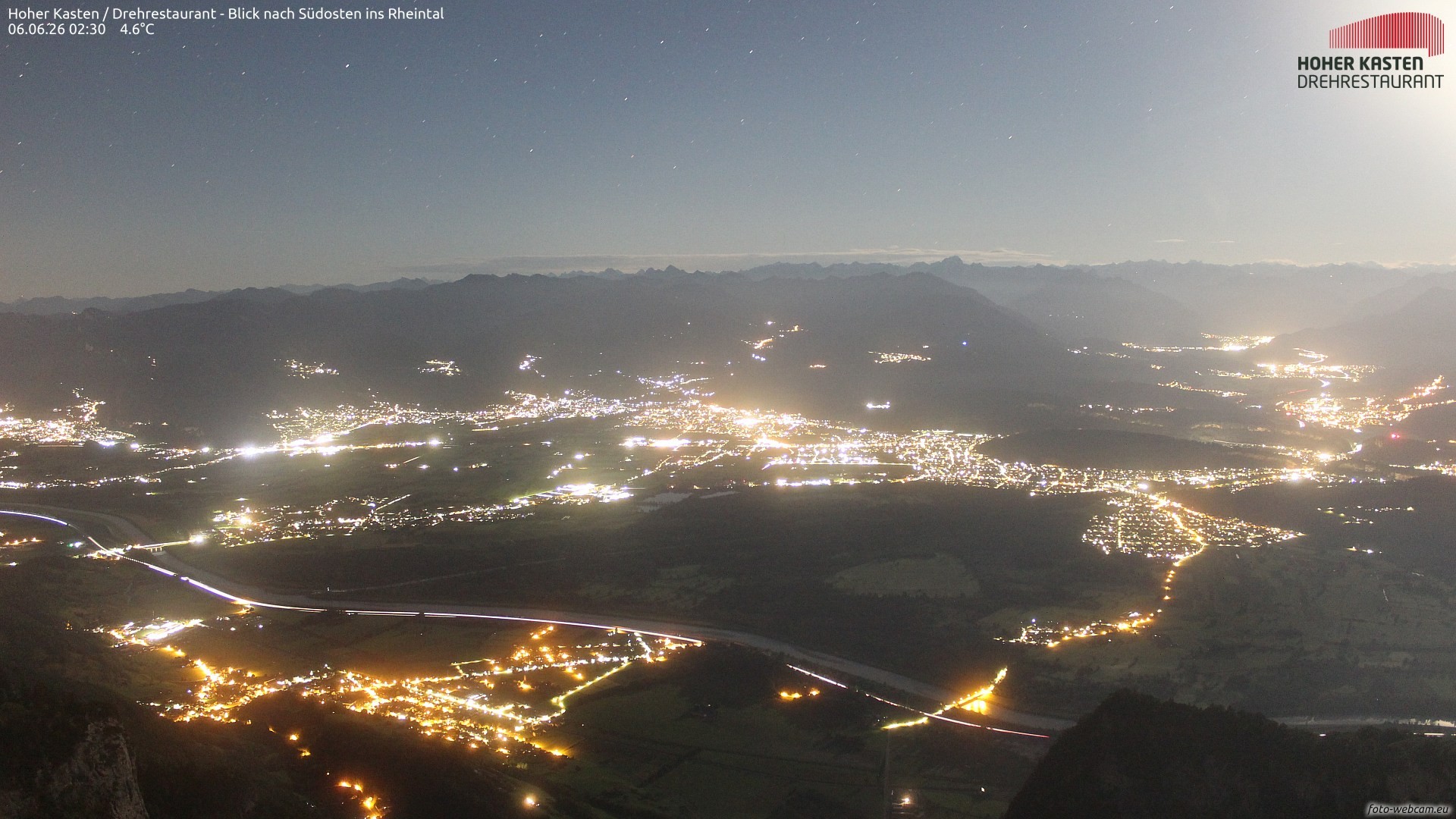 Archiv Foto Webcam Hoher Kasten - Blick ins Rheintal