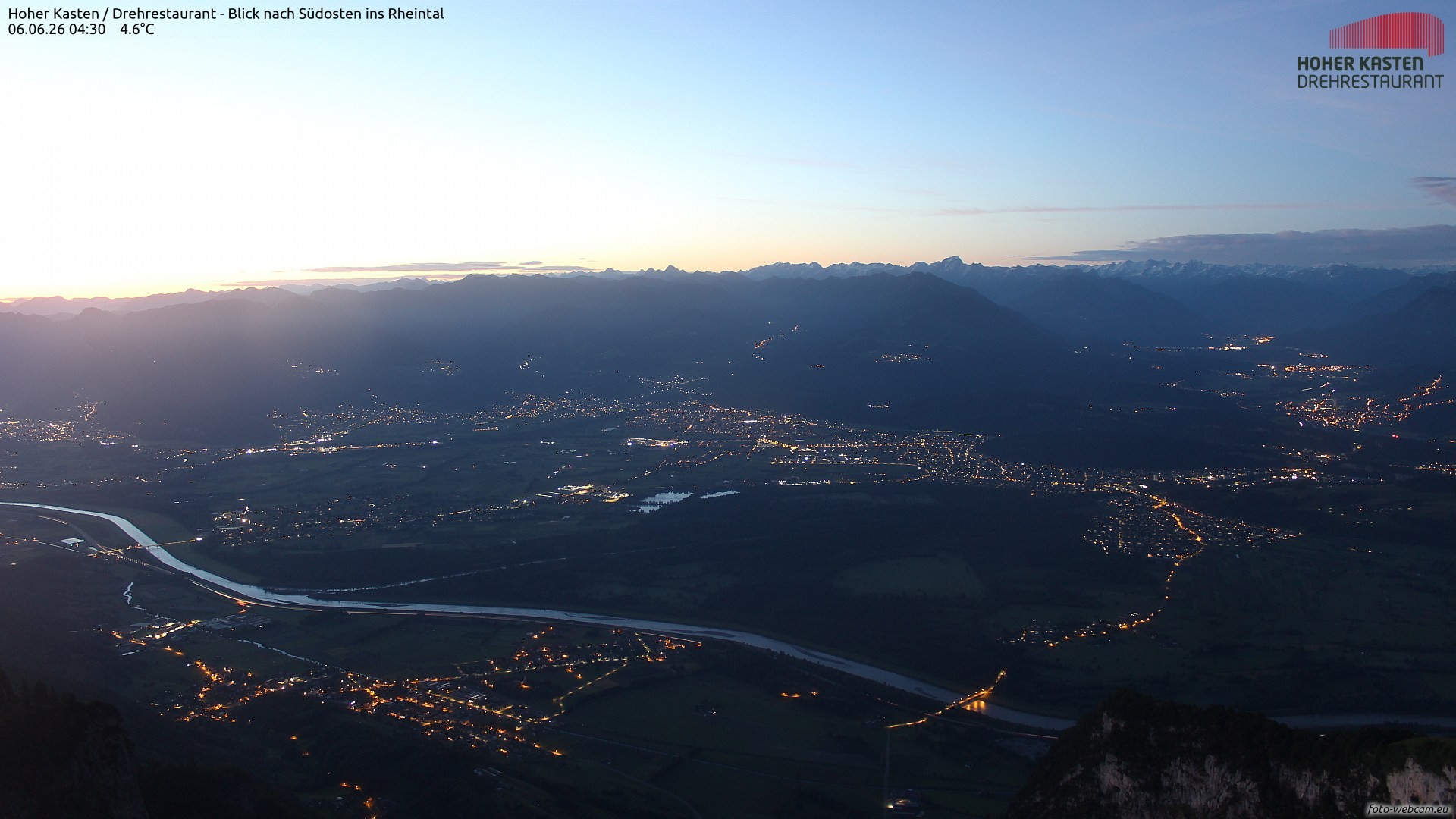 Archiv Foto Webcam Hoher Kasten - Blick ins Rheintal