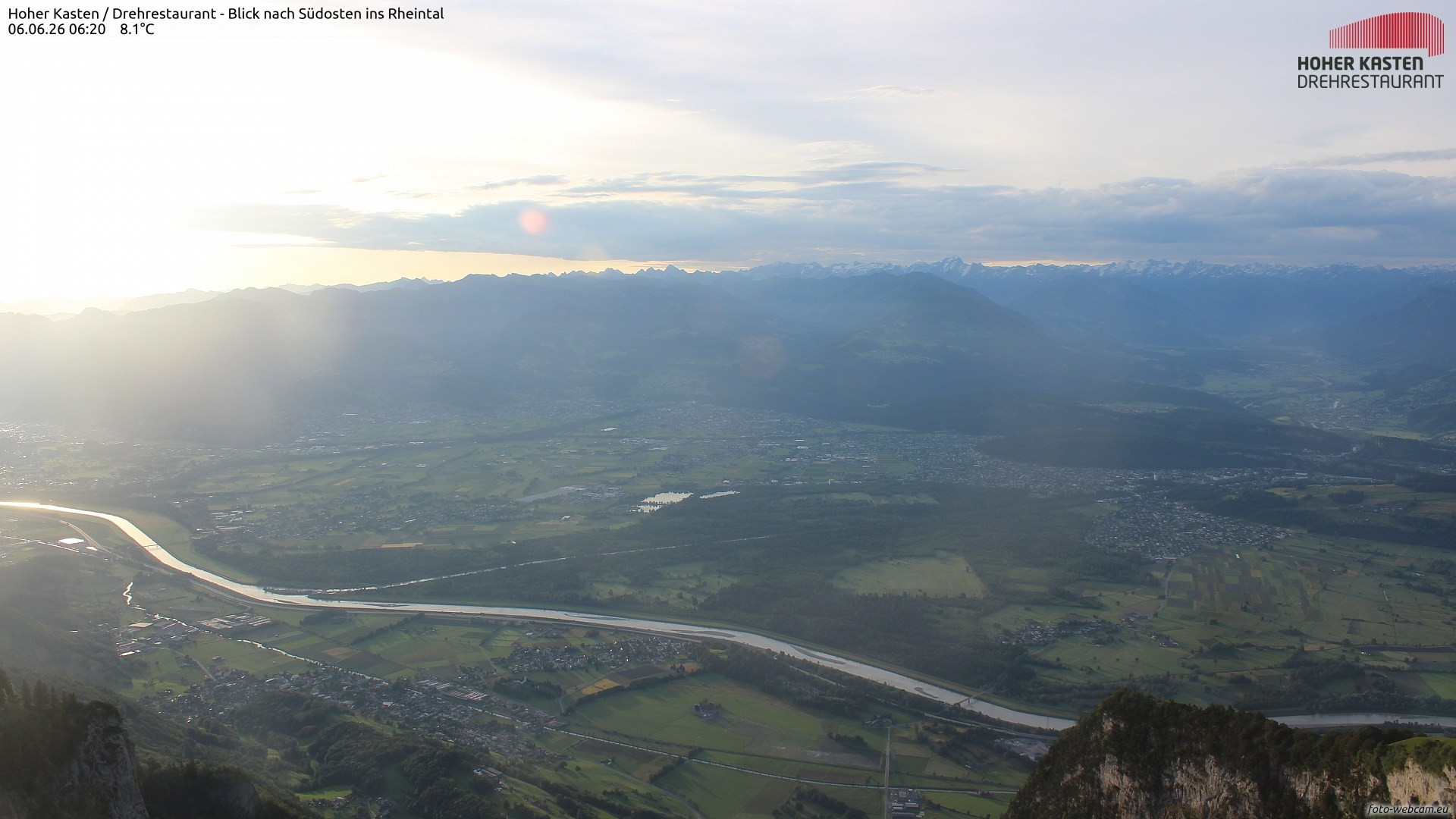 Archiv Foto Webcam Hoher Kasten - Blick ins Rheintal
