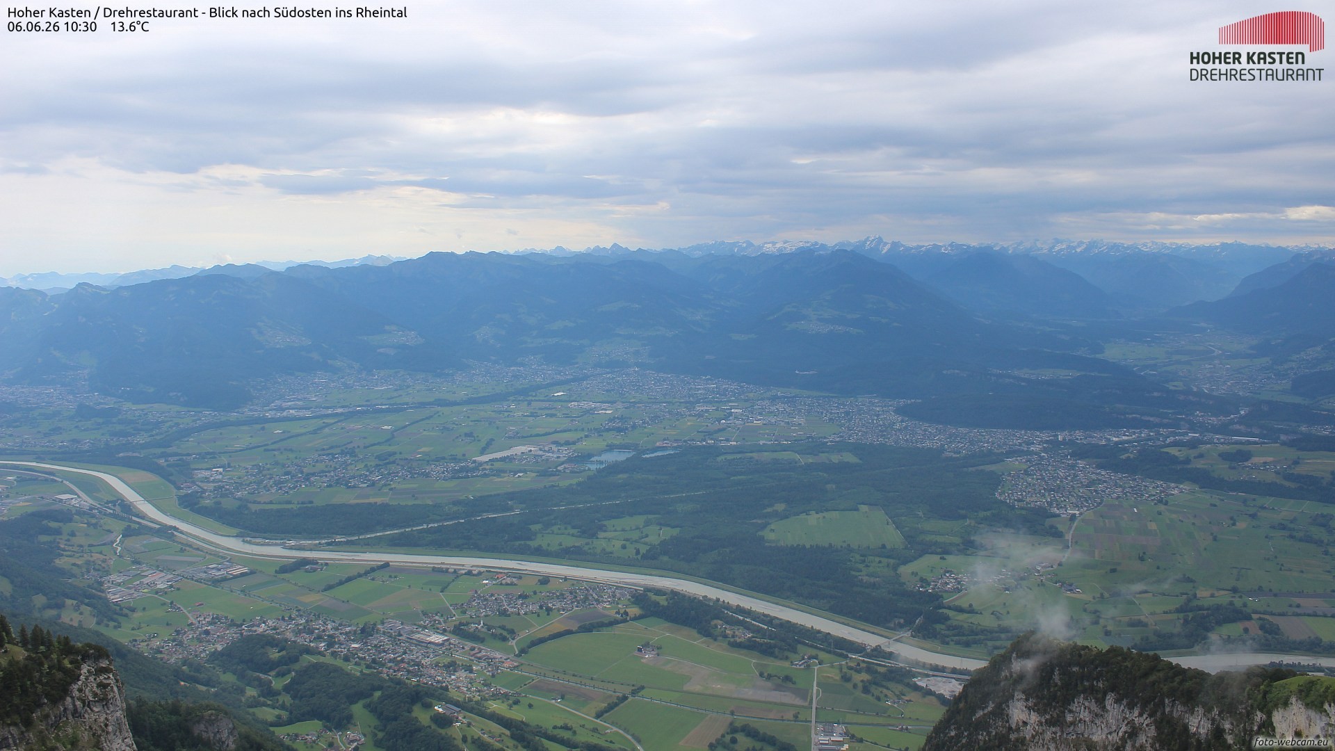 Archiv Foto Webcam Hoher Kasten - Blick ins Rheintal