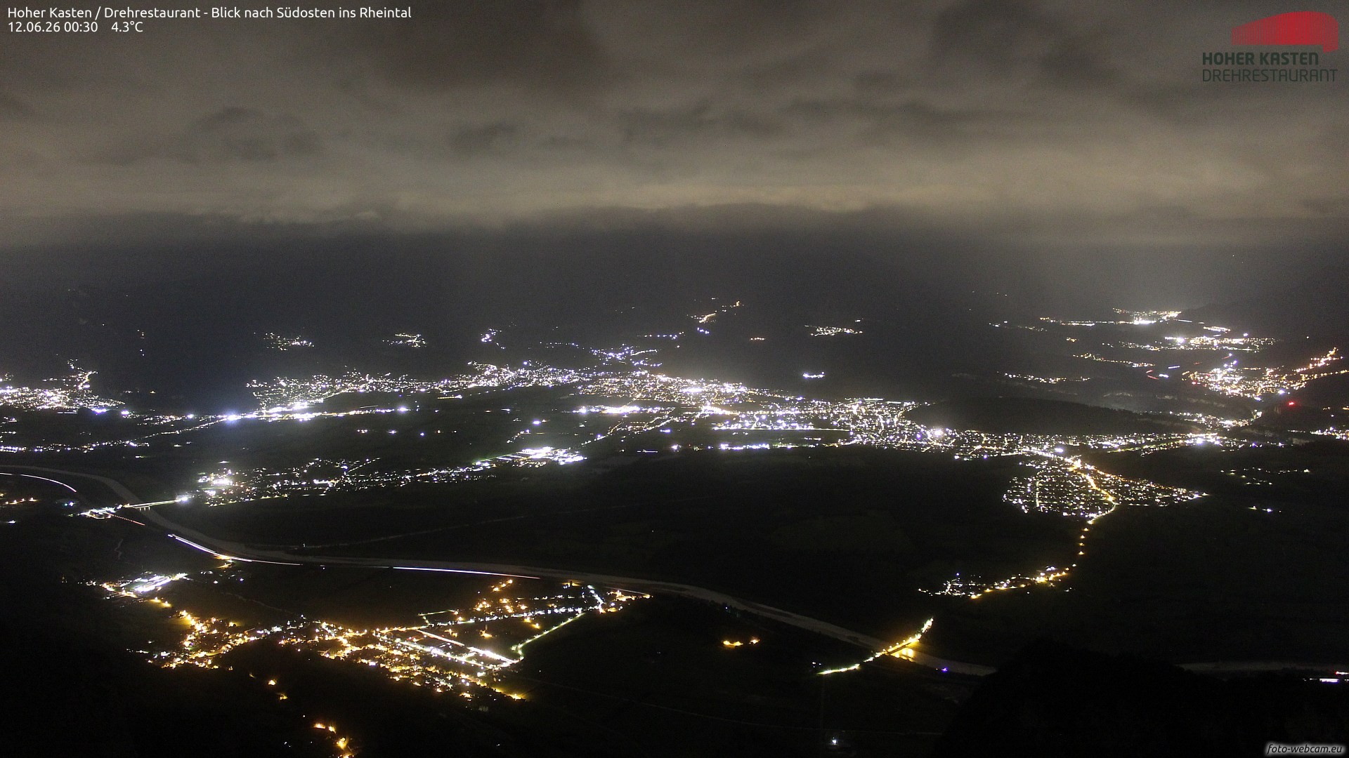 Archiv Foto Webcam Hoher Kasten - Blick ins Rheintal