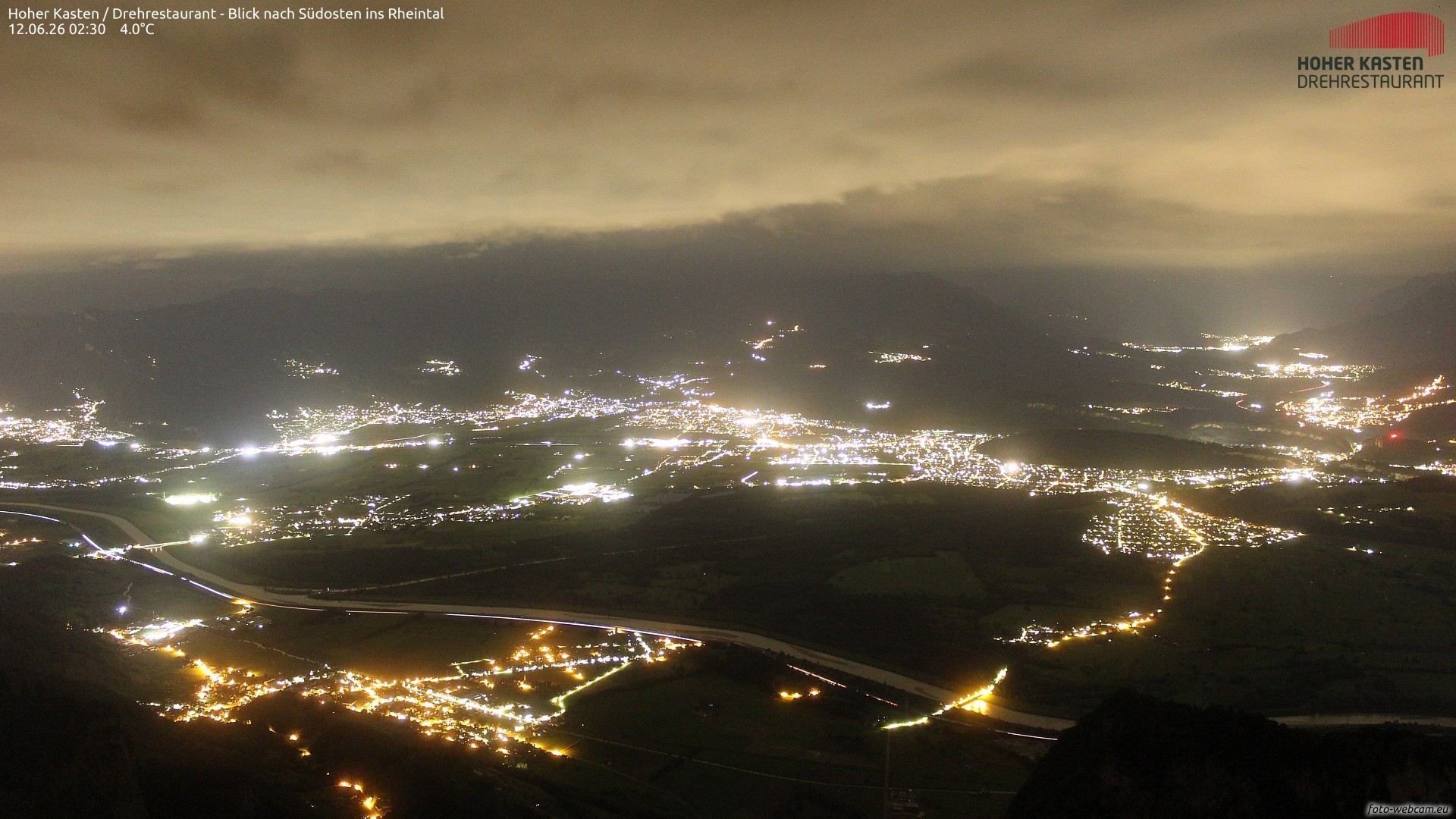 Archiv Foto Webcam Hoher Kasten - Blick ins Rheintal