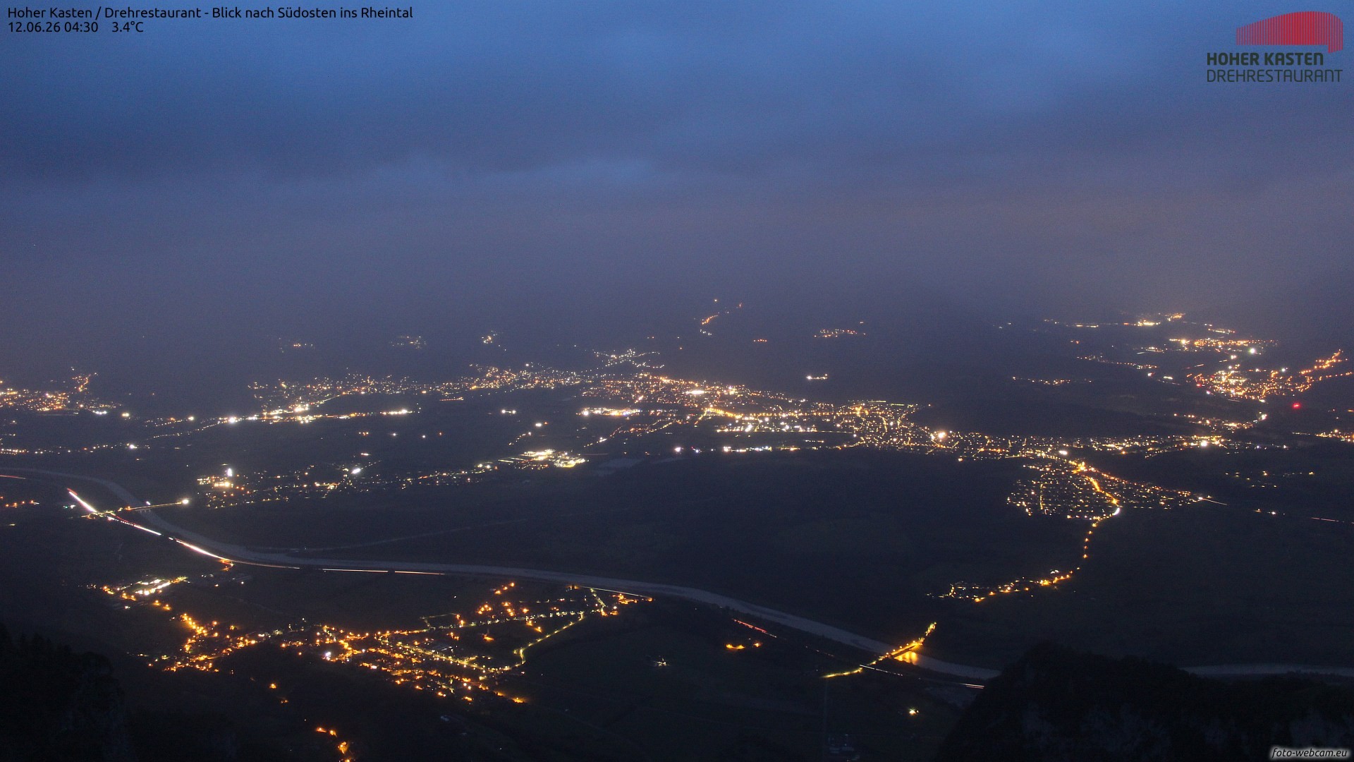 Archiv Foto Webcam Hoher Kasten - Blick ins Rheintal