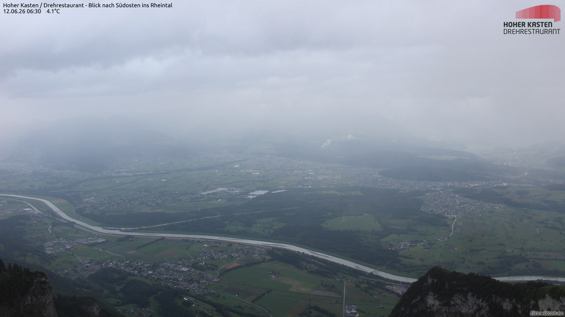 Archiv Foto Webcam Hoher Kasten - Blick ins Rheintal