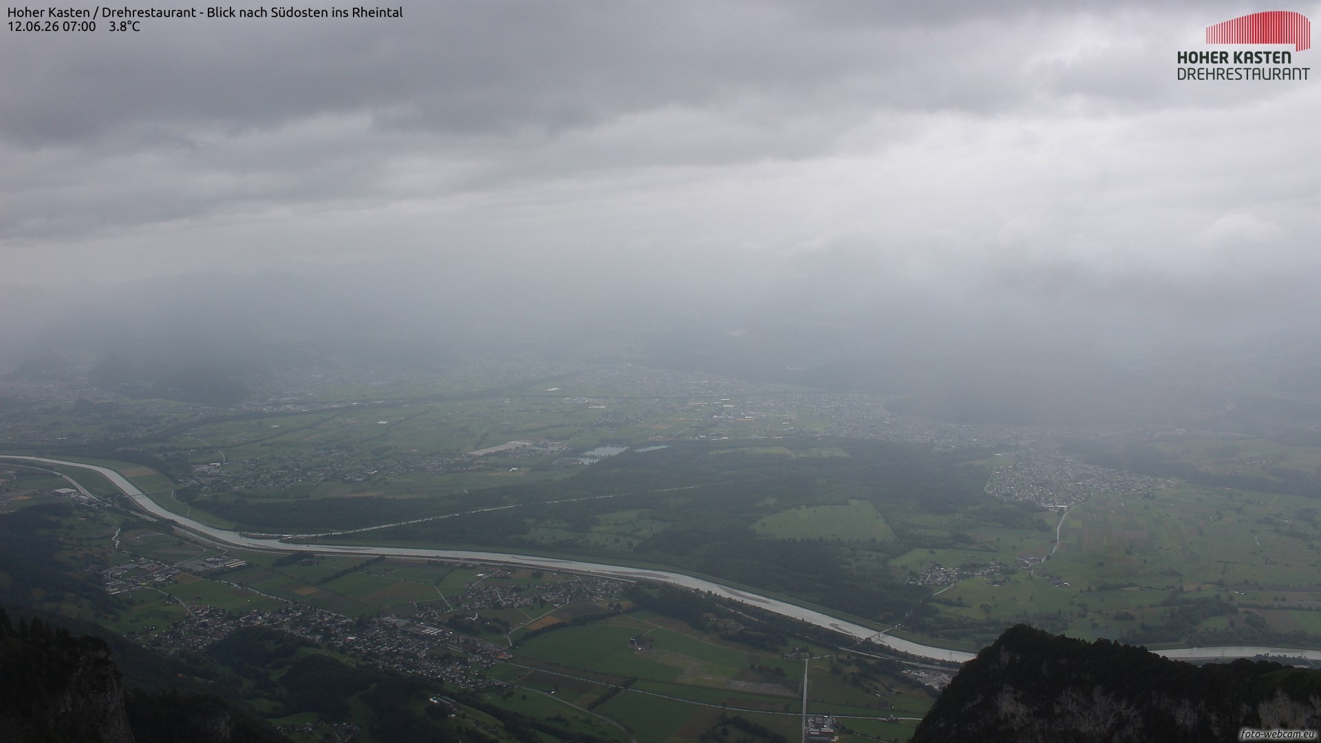 Archiv Foto Webcam Hoher Kasten - Blick ins Rheintal