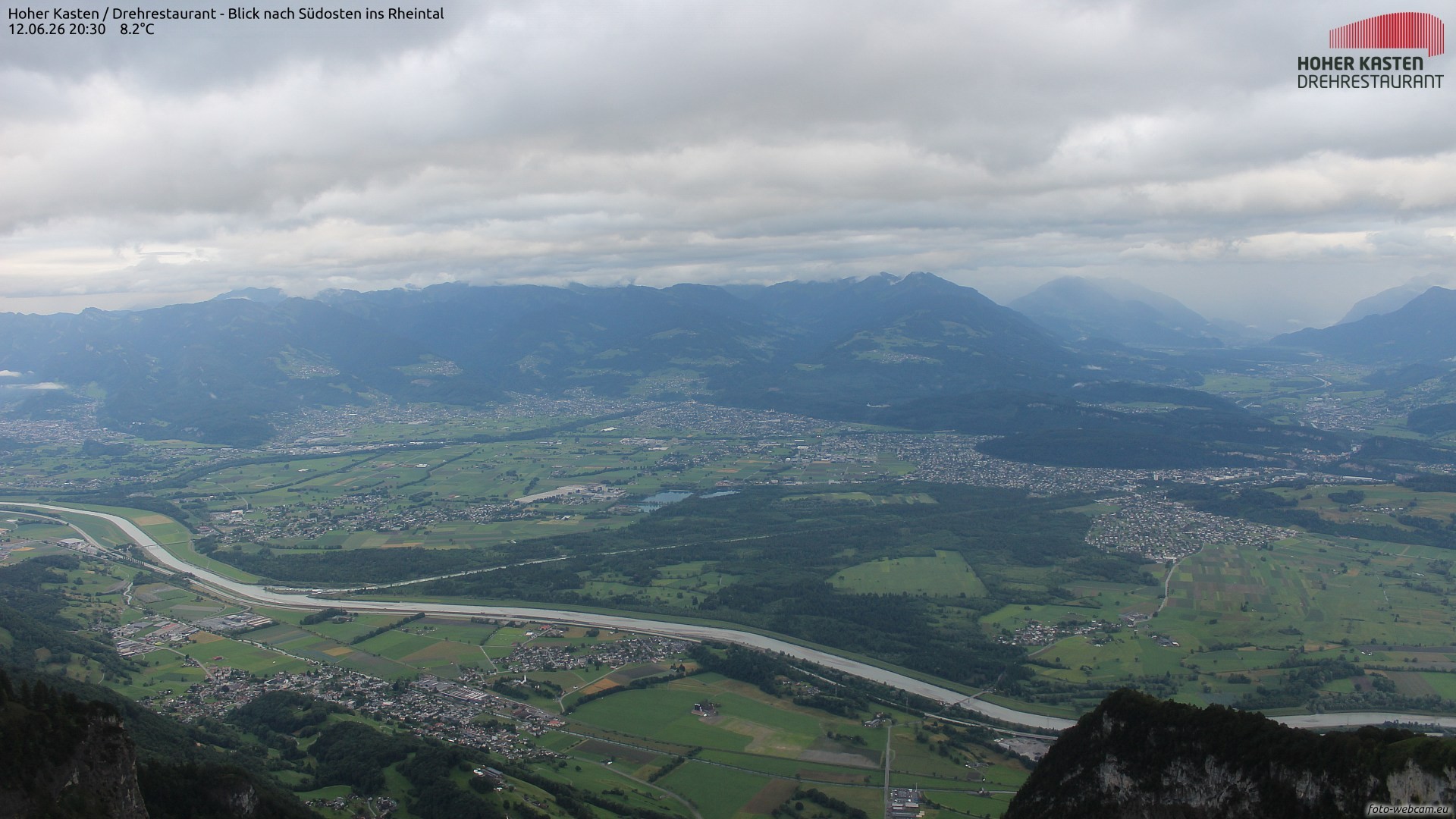 Archiv Foto Webcam Hoher Kasten - Blick ins Rheintal
