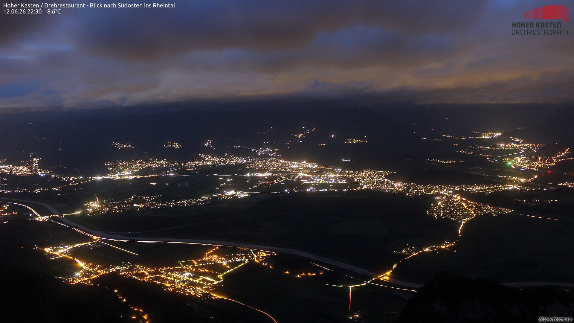 Archiv Foto Webcam Hoher Kasten - Blick ins Rheintal