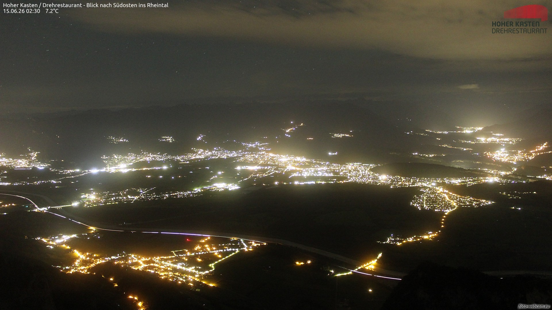 Archived image Webcam Hoher Kasten - View to the Rheintal