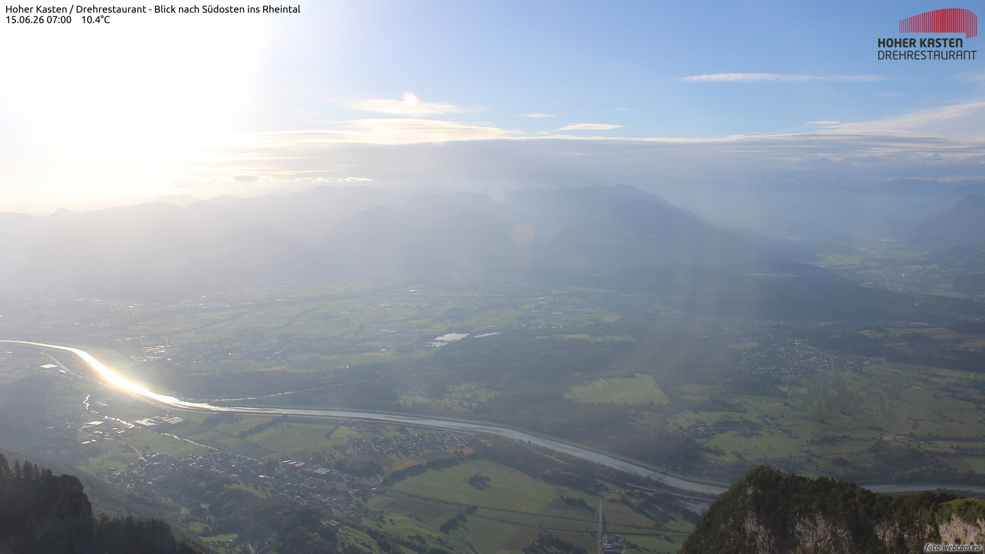 Archived image Webcam Hoher Kasten - View to the Rheintal