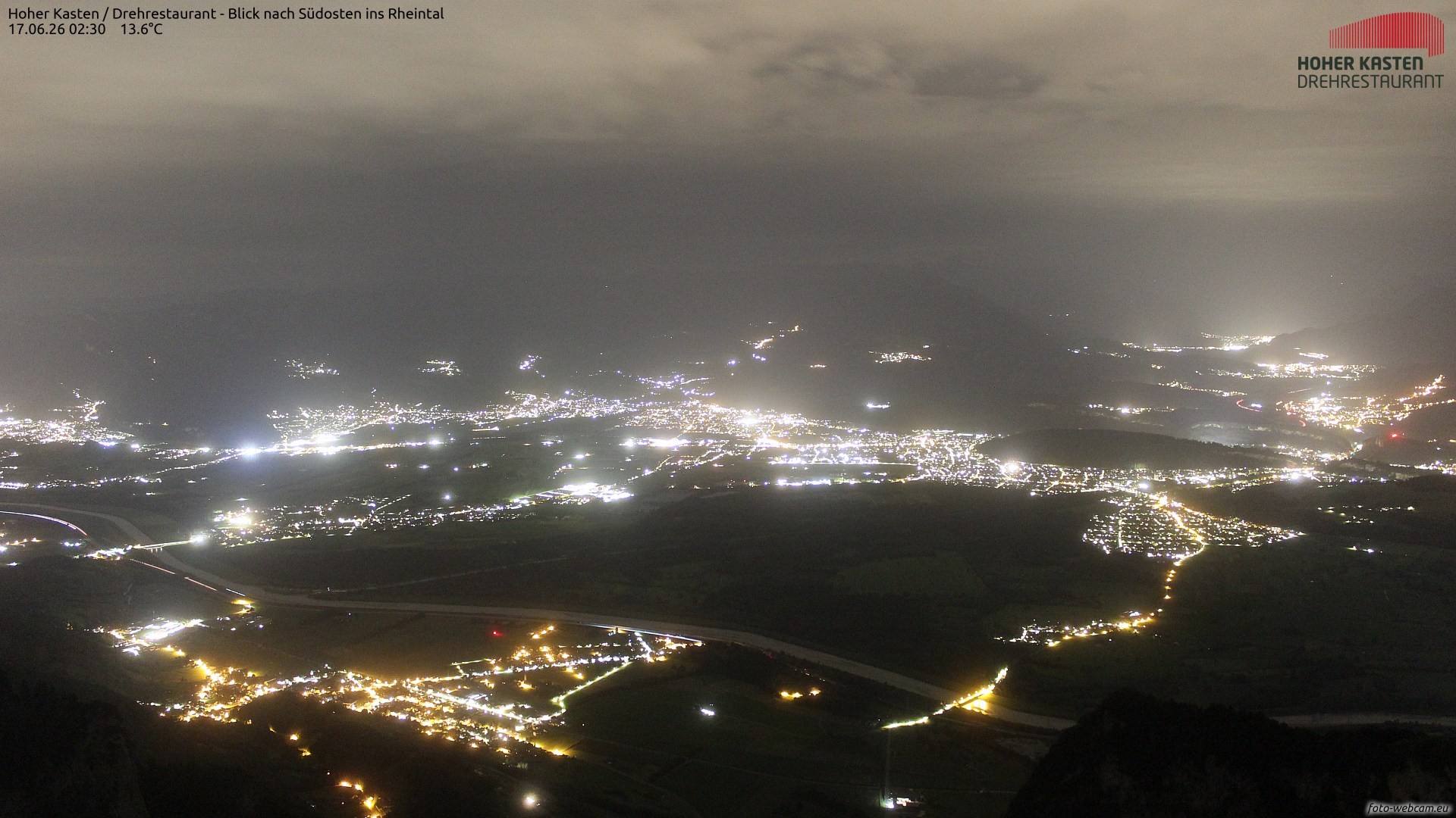 Archiv Foto Webcam Hoher Kasten - Blick ins Rheintal