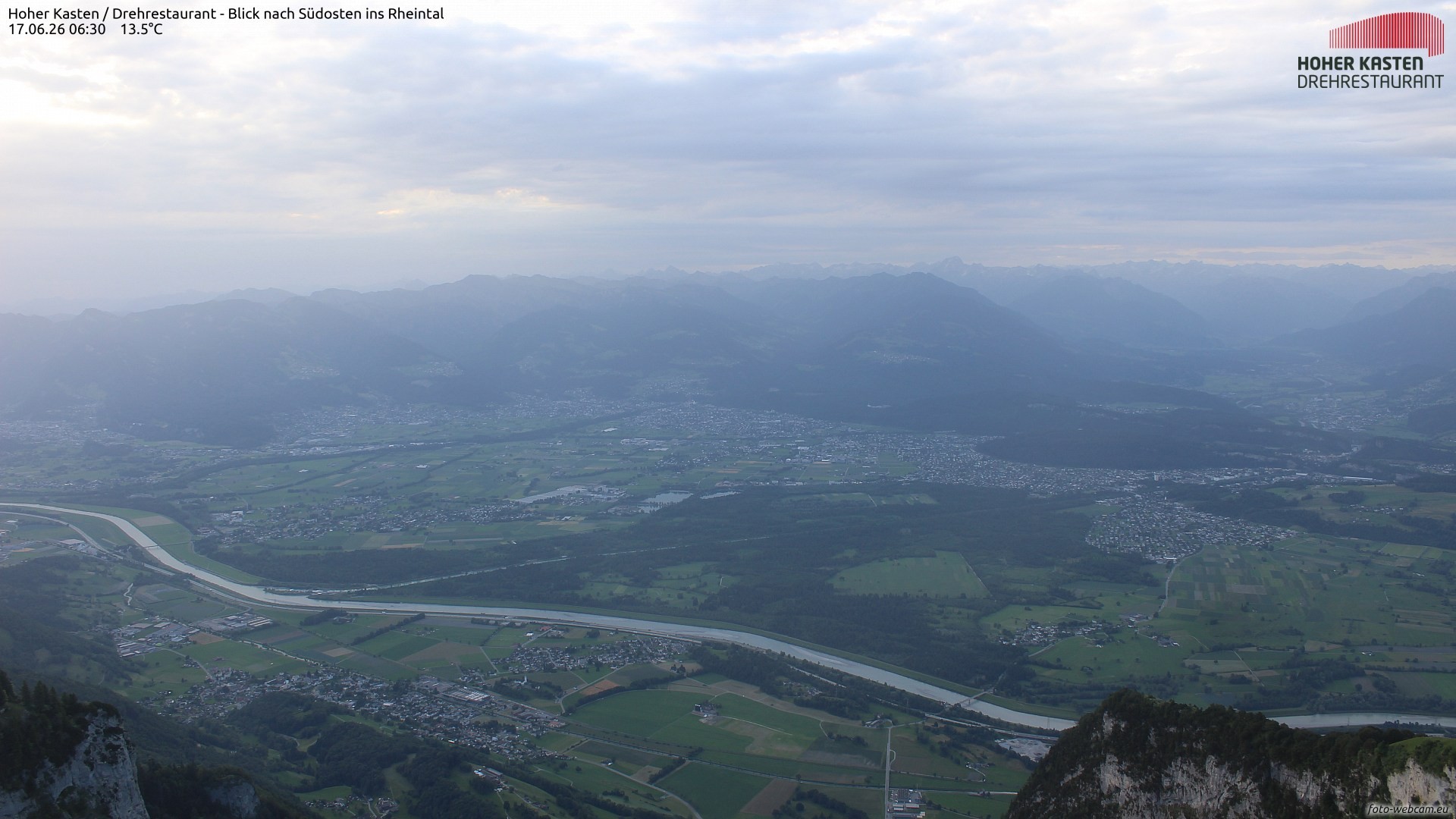 Archiv Foto Webcam Hoher Kasten - Blick ins Rheintal