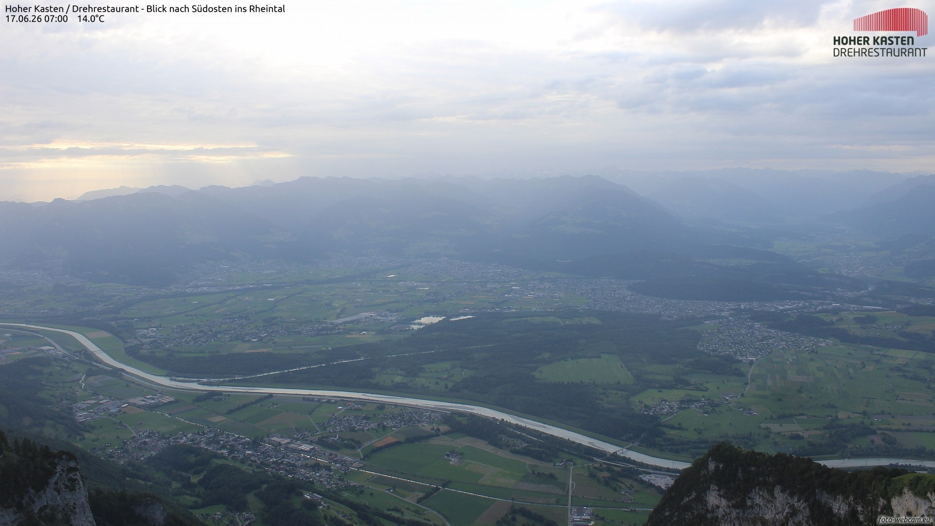Archiv Foto Webcam Hoher Kasten - Blick ins Rheintal