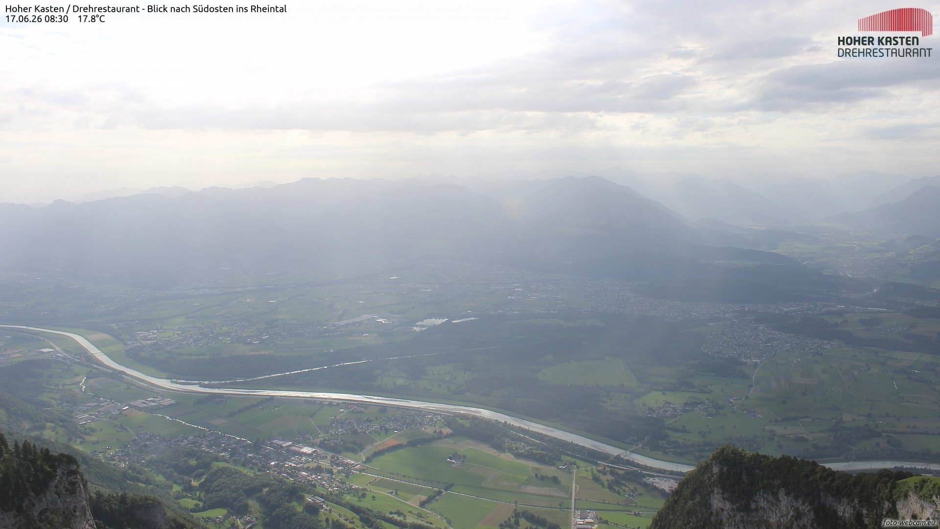 Archiv Foto Webcam Hoher Kasten - Blick ins Rheintal