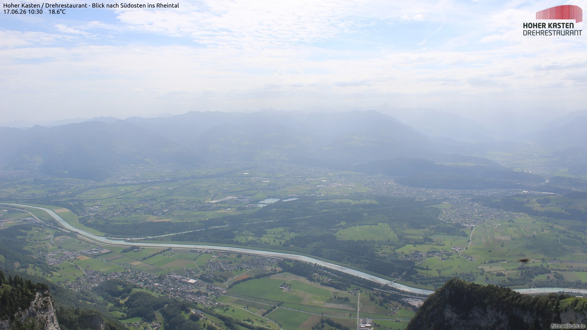 Archiv Foto Webcam Hoher Kasten - Blick ins Rheintal