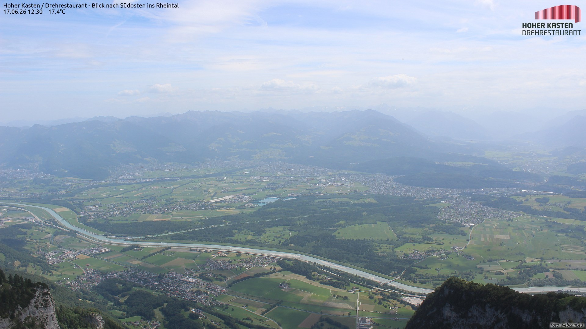 Archiv Foto Webcam Hoher Kasten - Blick ins Rheintal