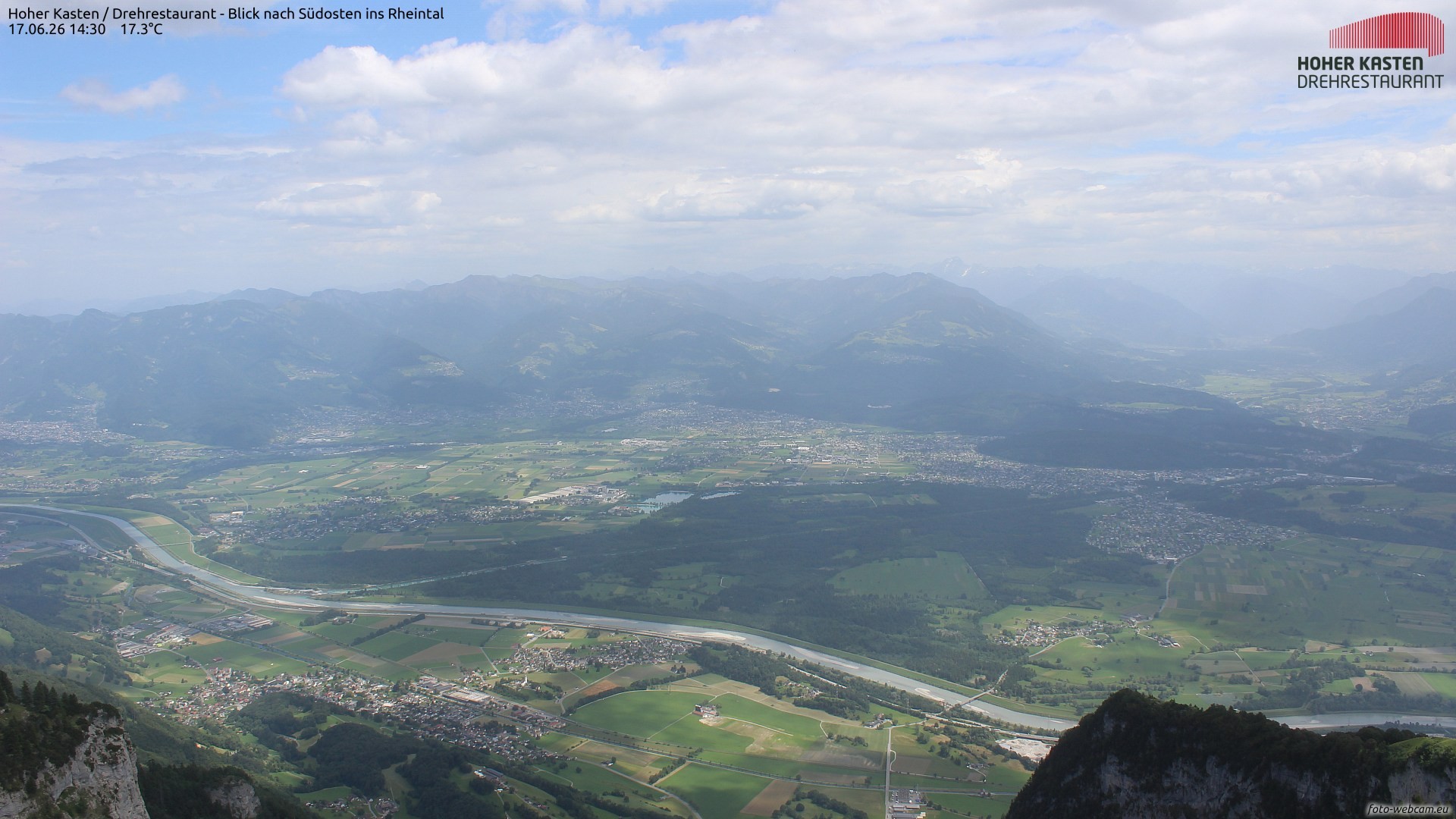 Archiv Foto Webcam Hoher Kasten - Blick ins Rheintal